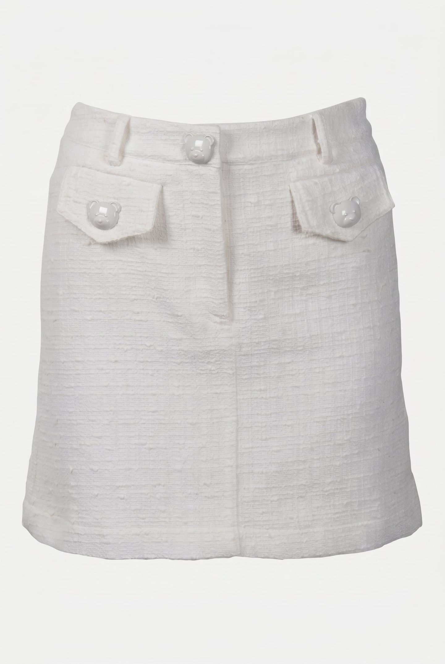 TEDDY BUTTONS TWEED MINI SKIRT WHITE 3
