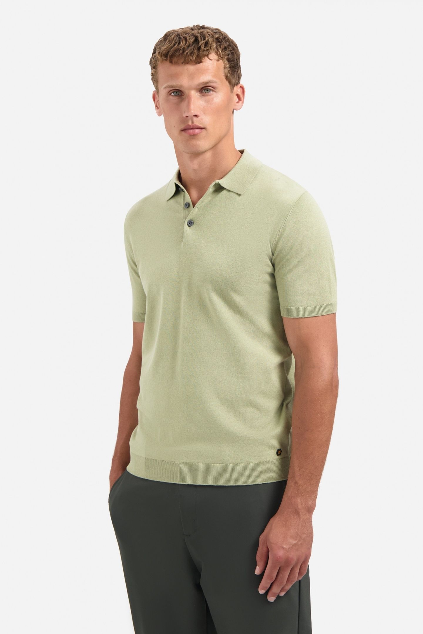 PULLOVER SHORT SLEEVE POLO SOLID LIGHT MOSS 2