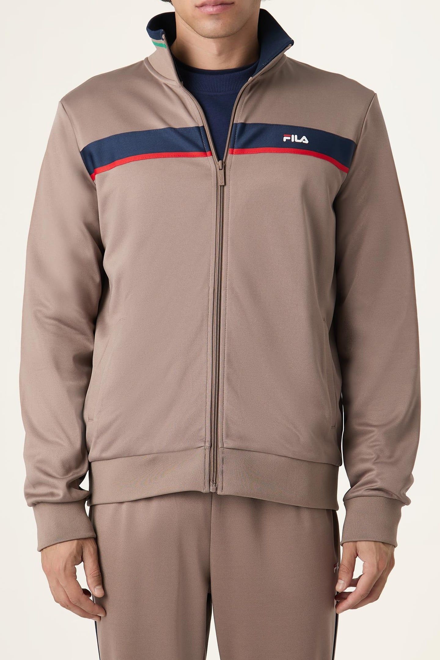 SAGANO REGULAR TAPED TRACK JACKET TAUPE GRAY 1
