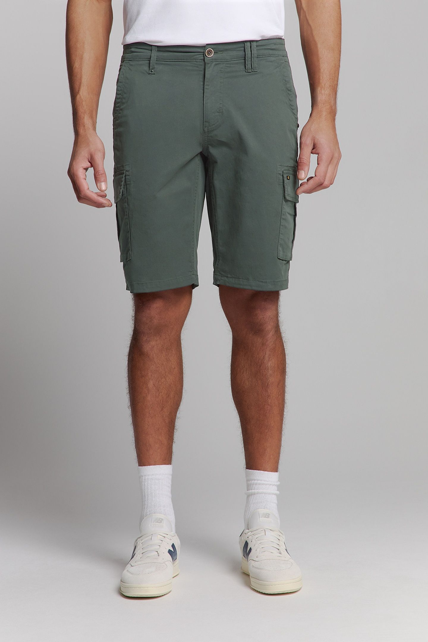 SHORT CARGO GARMENT DYED + STONE WASHED STRETCH DARK STEEL 1