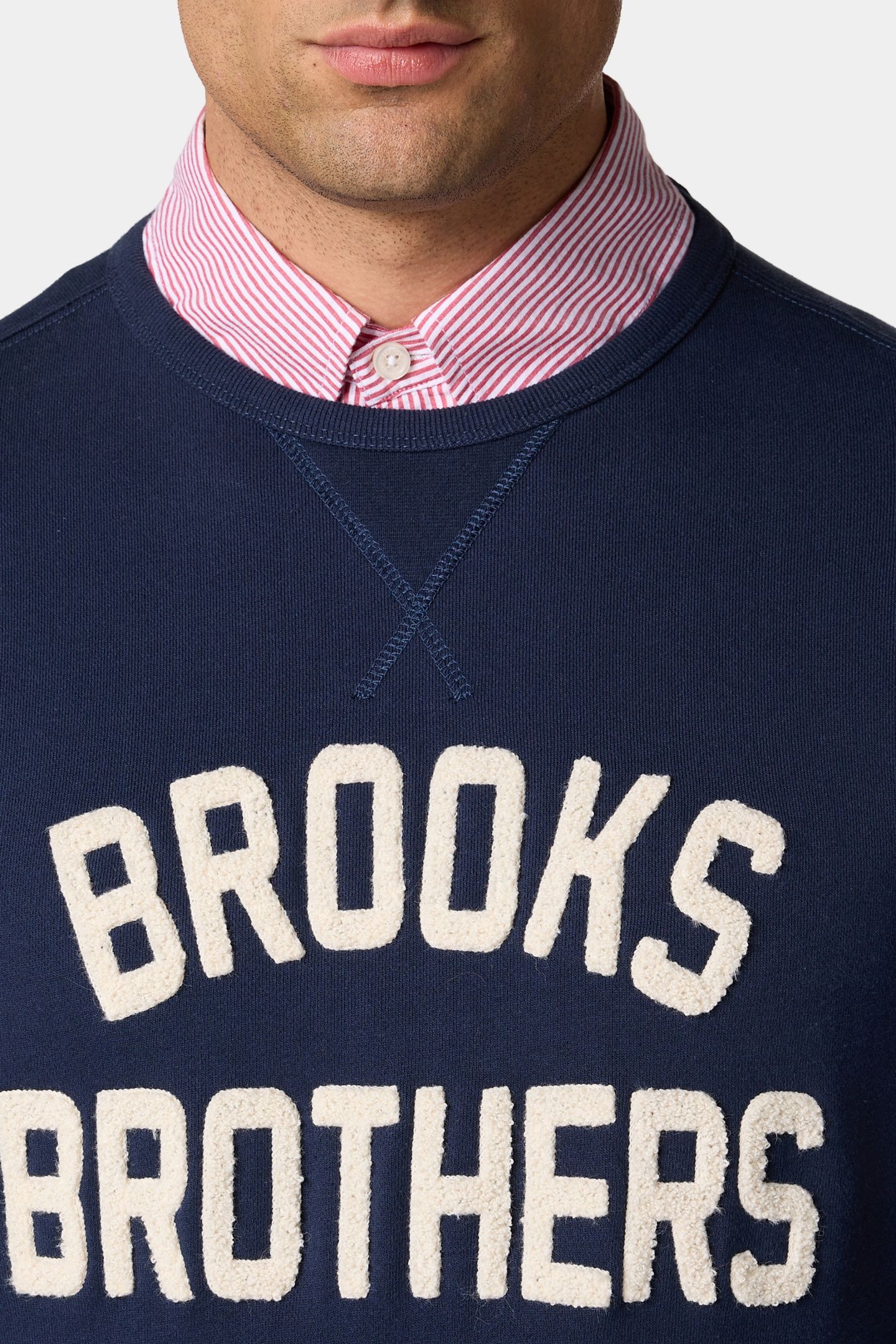 TERRY LOGO-EMBROIDERED CREWNECK SWEATSHIRT NAVY 4
