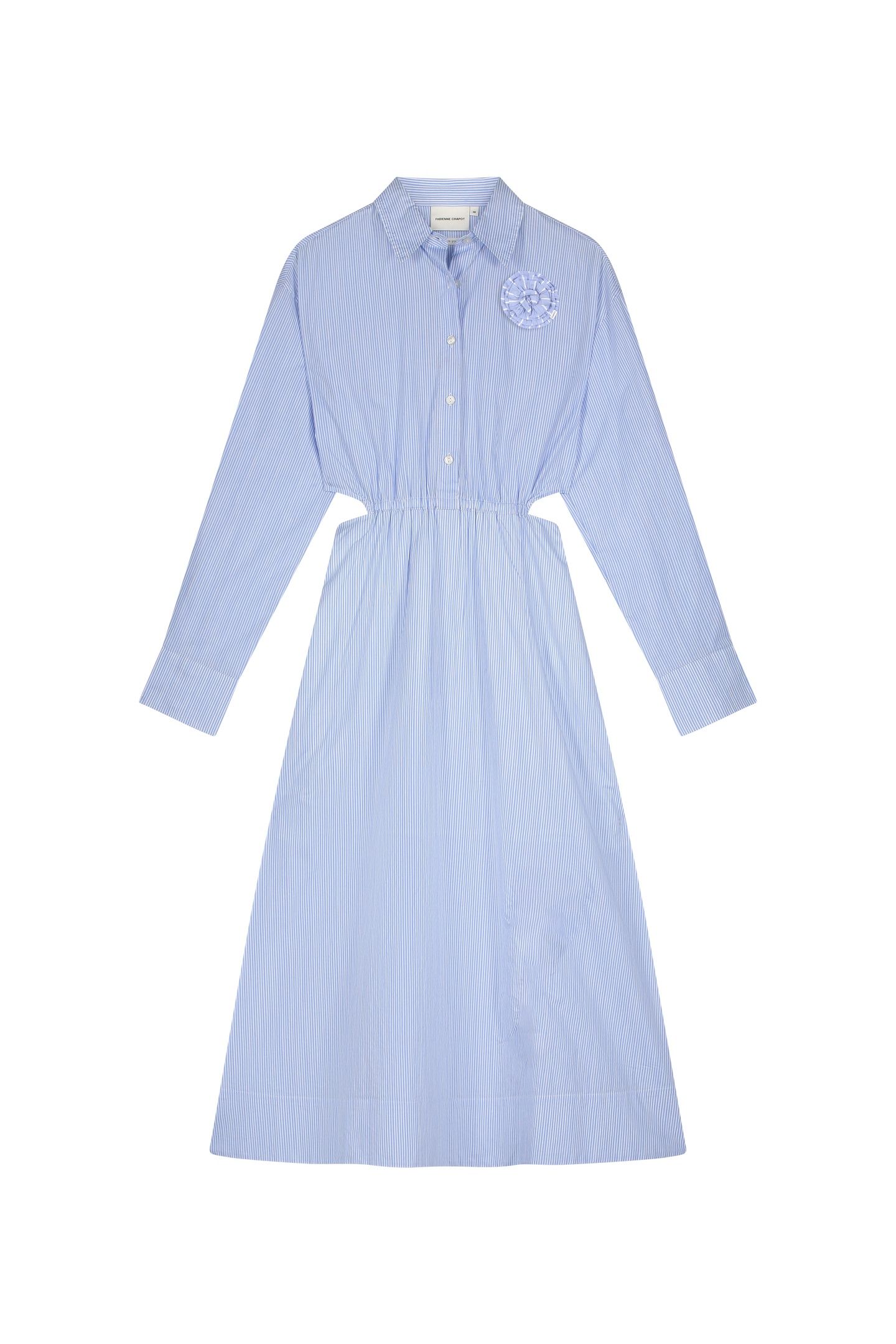 CAMILA DRESS WARM WHITE/POOL BLUE 4