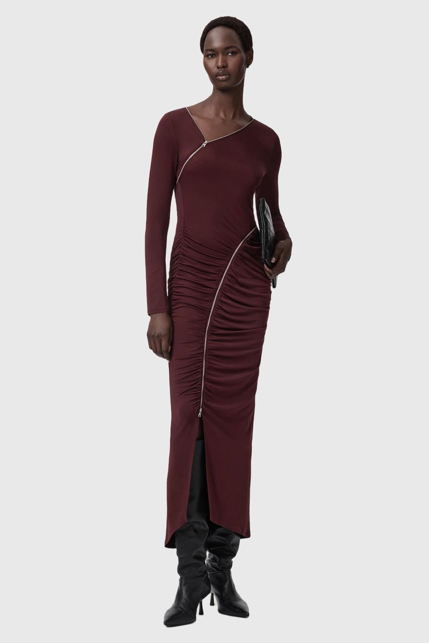 ELSIE ZIPPER DRESS OXBLOOD RED 2