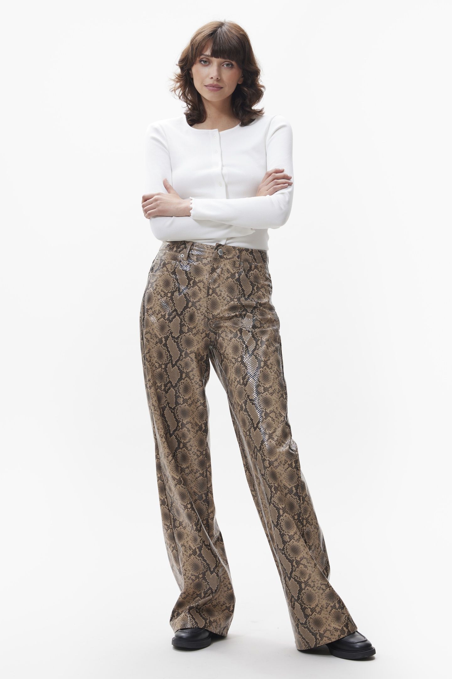 LOOSE FIT SNAKE TROUSERS BROWN SUGAR 1