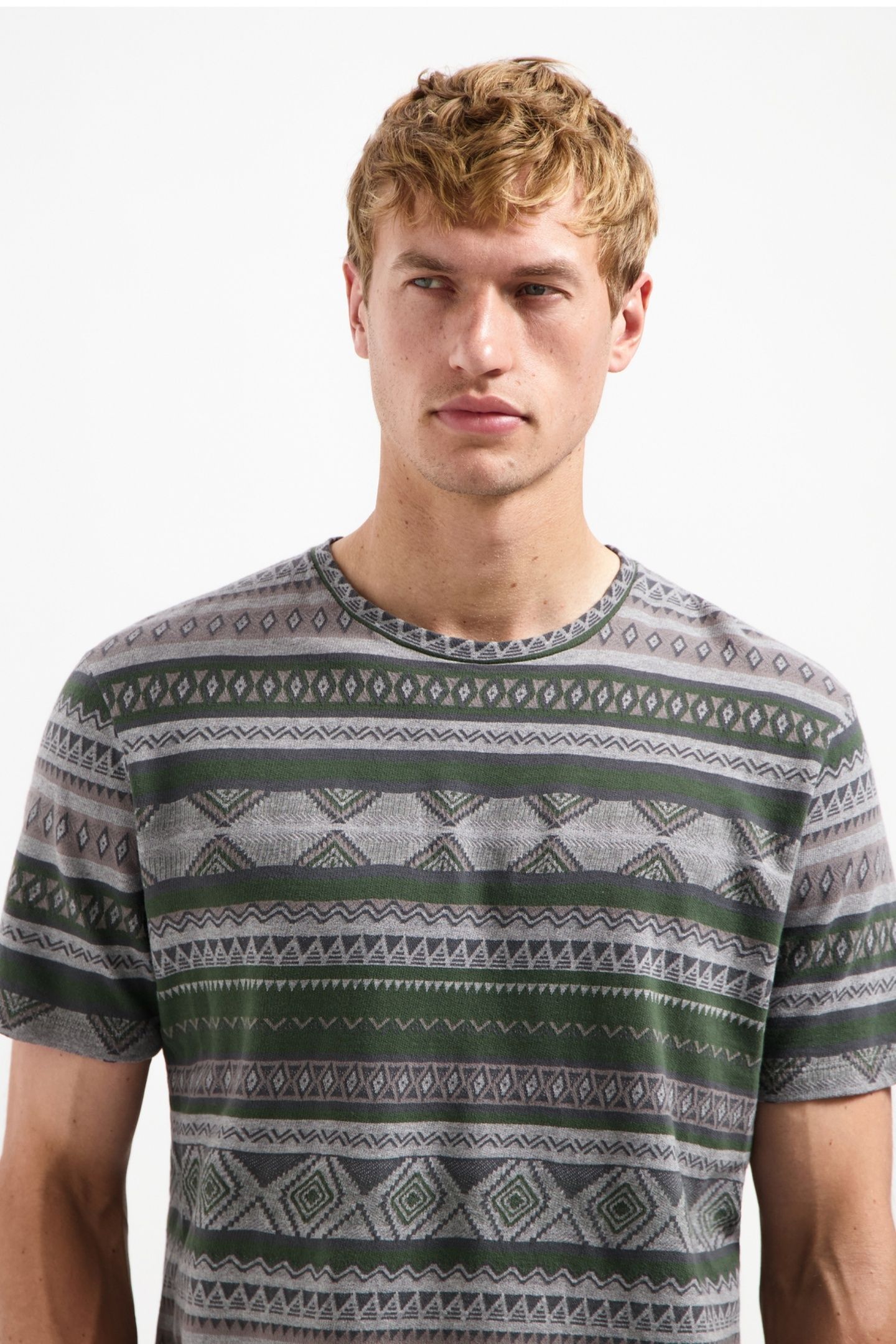 T-SHIRT CREWNECK ALLOVER JACQUARD GREY MELANGE 4