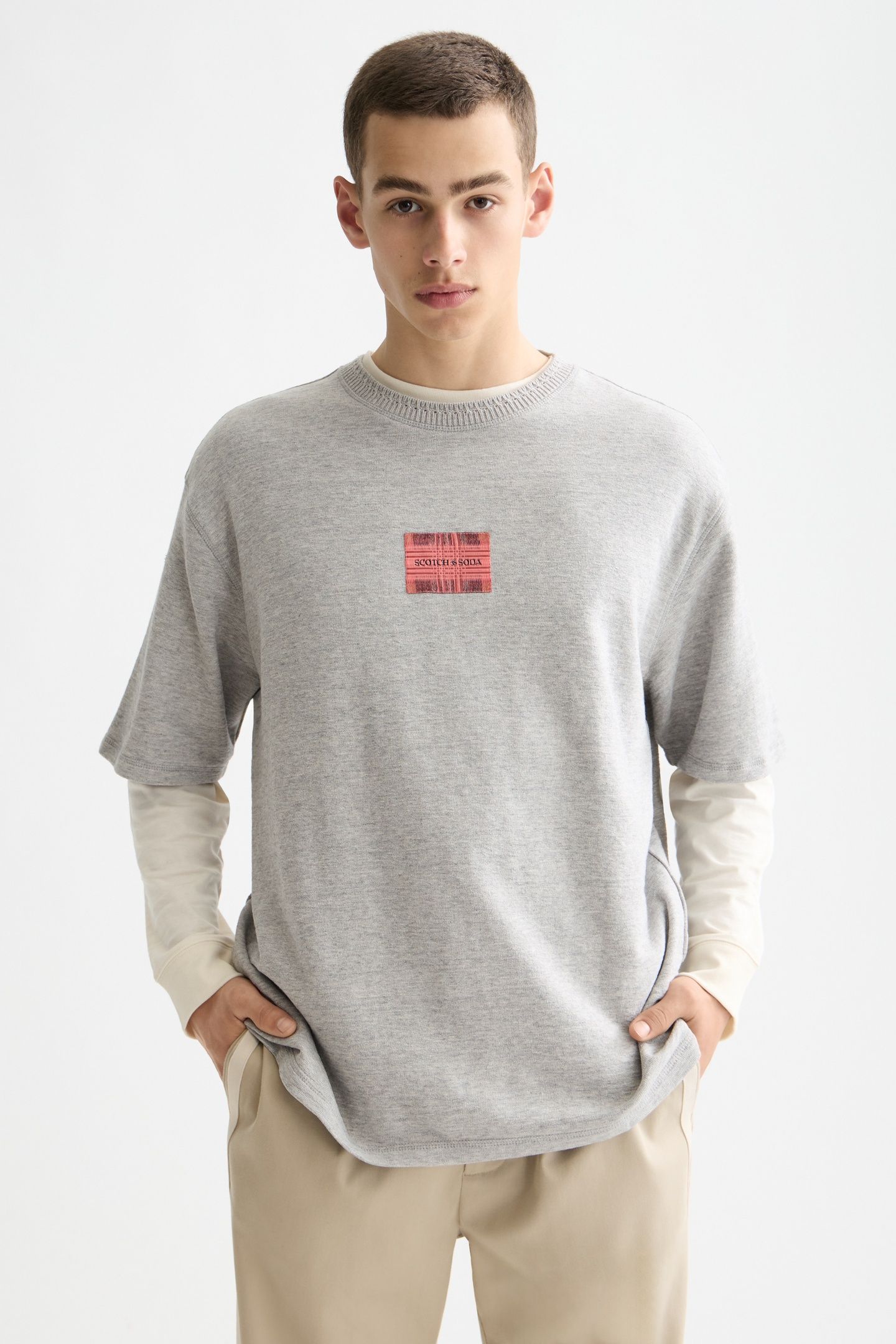 LOOSE FIT LABEL T-SHIRT GREY MELANGE 1