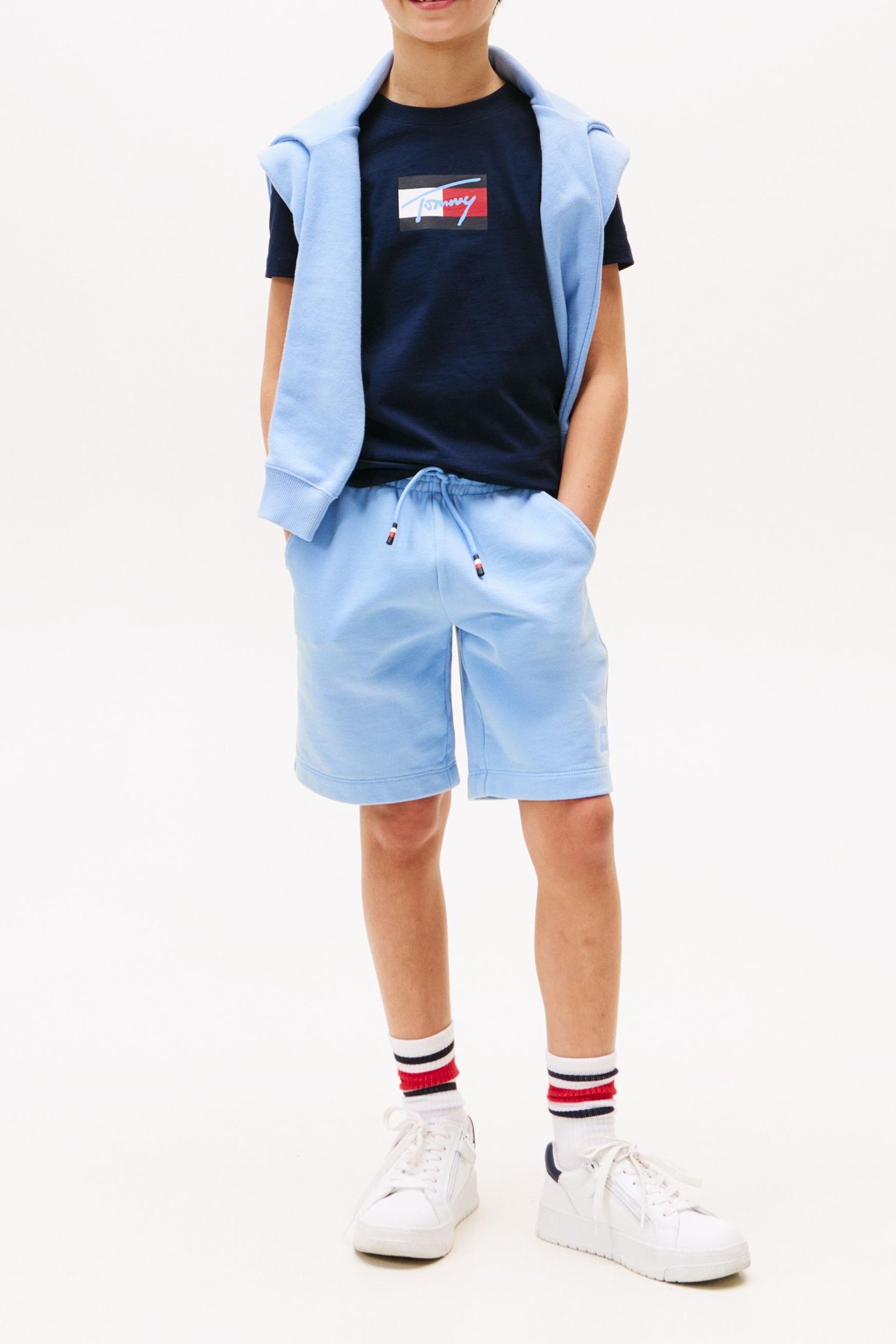 BOYS TOMMY SCRIPT FLAG TEE DARK NIGHT NAVY 2