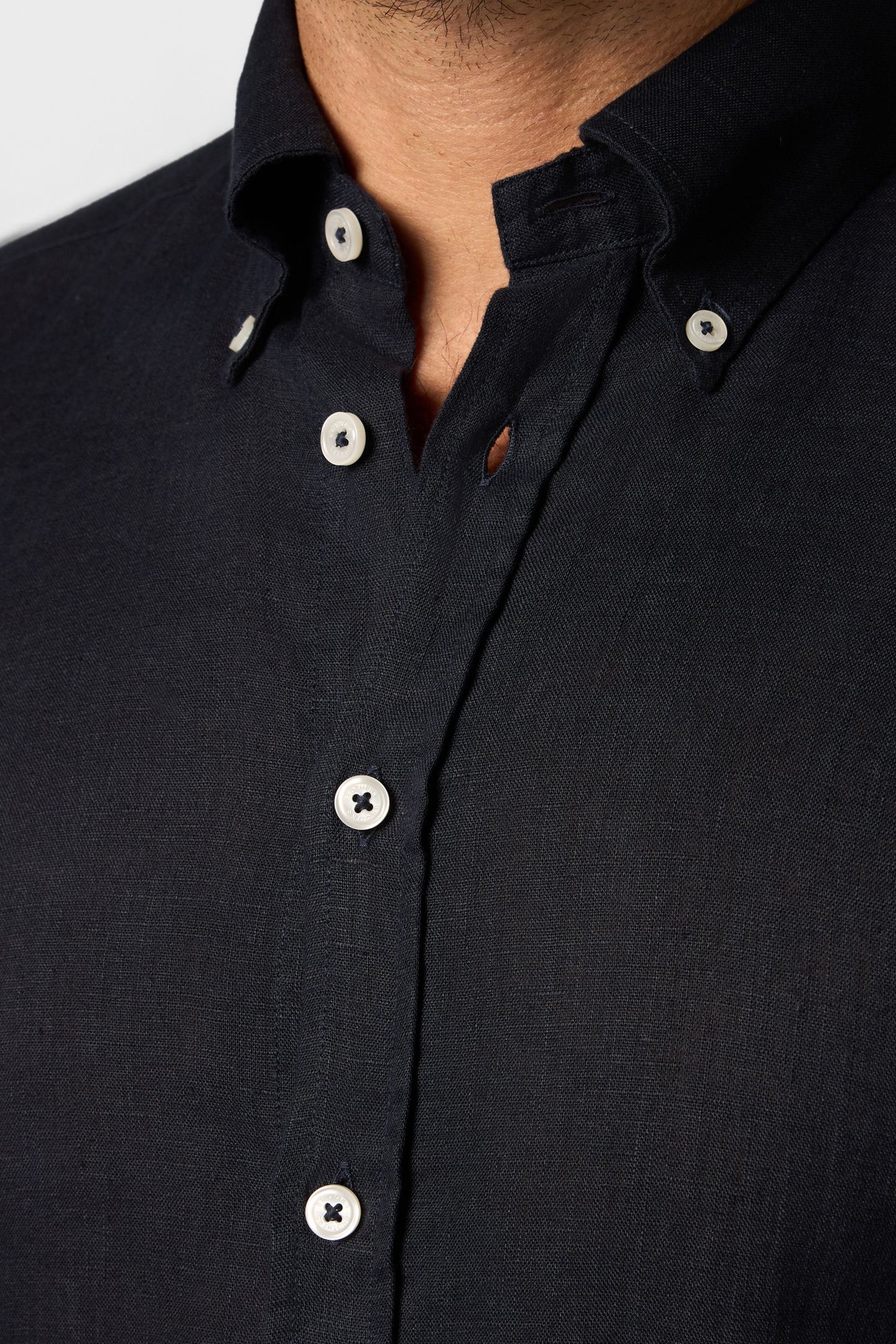 SLIM FIT LINEN BUTTON DOWN SHIRT NAVY 7