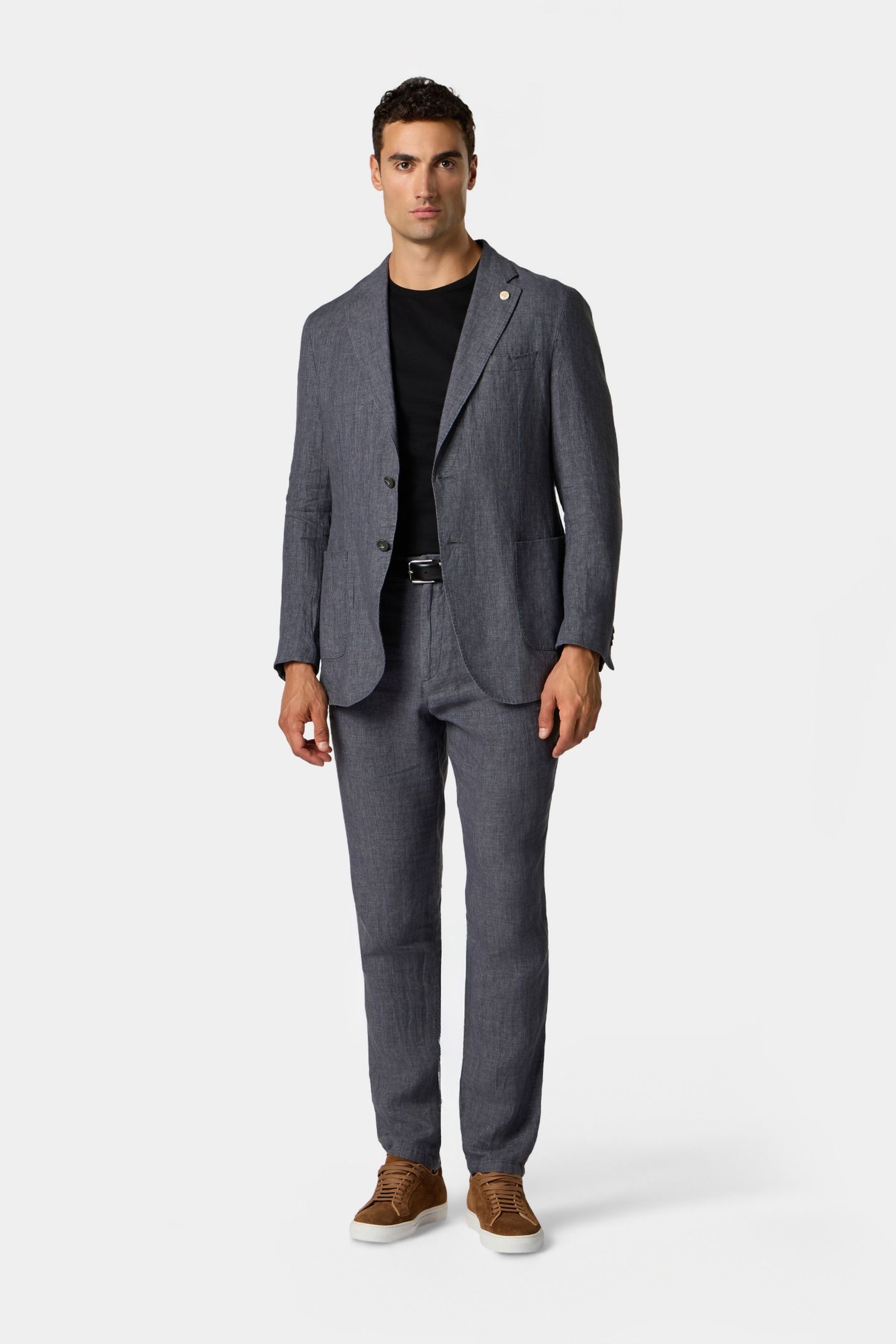 LINEN SINGLE-BREASTED BLAZER DARK GREY 2
