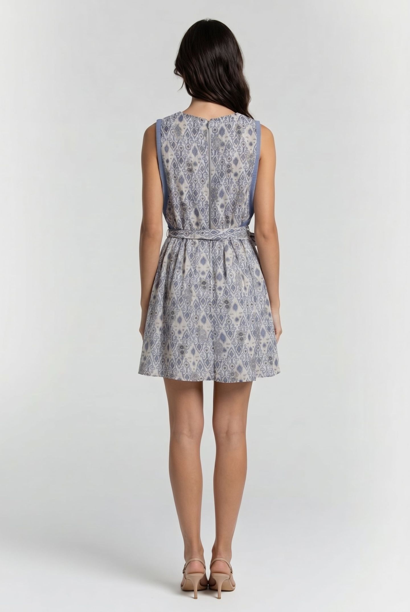 PRINTED FLIPPY DRESS PALE BLUE/IVORY 2