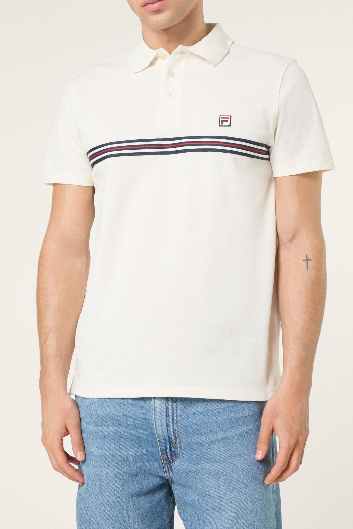 DIECIMO REGULAR HERITAGE TAPE POLO SHIRT EGRET 1
