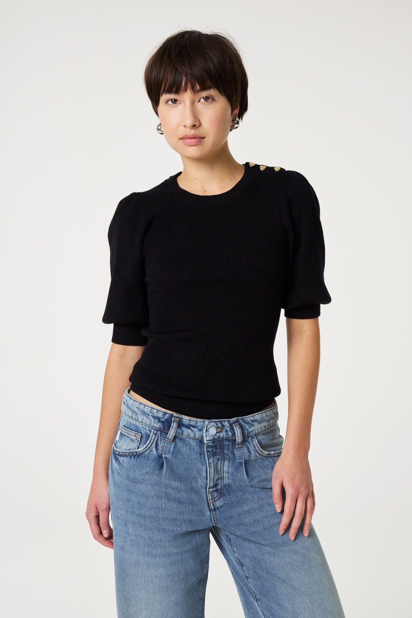 LILLIAN SHORT SLEEVE PULLOVER BLACK 1