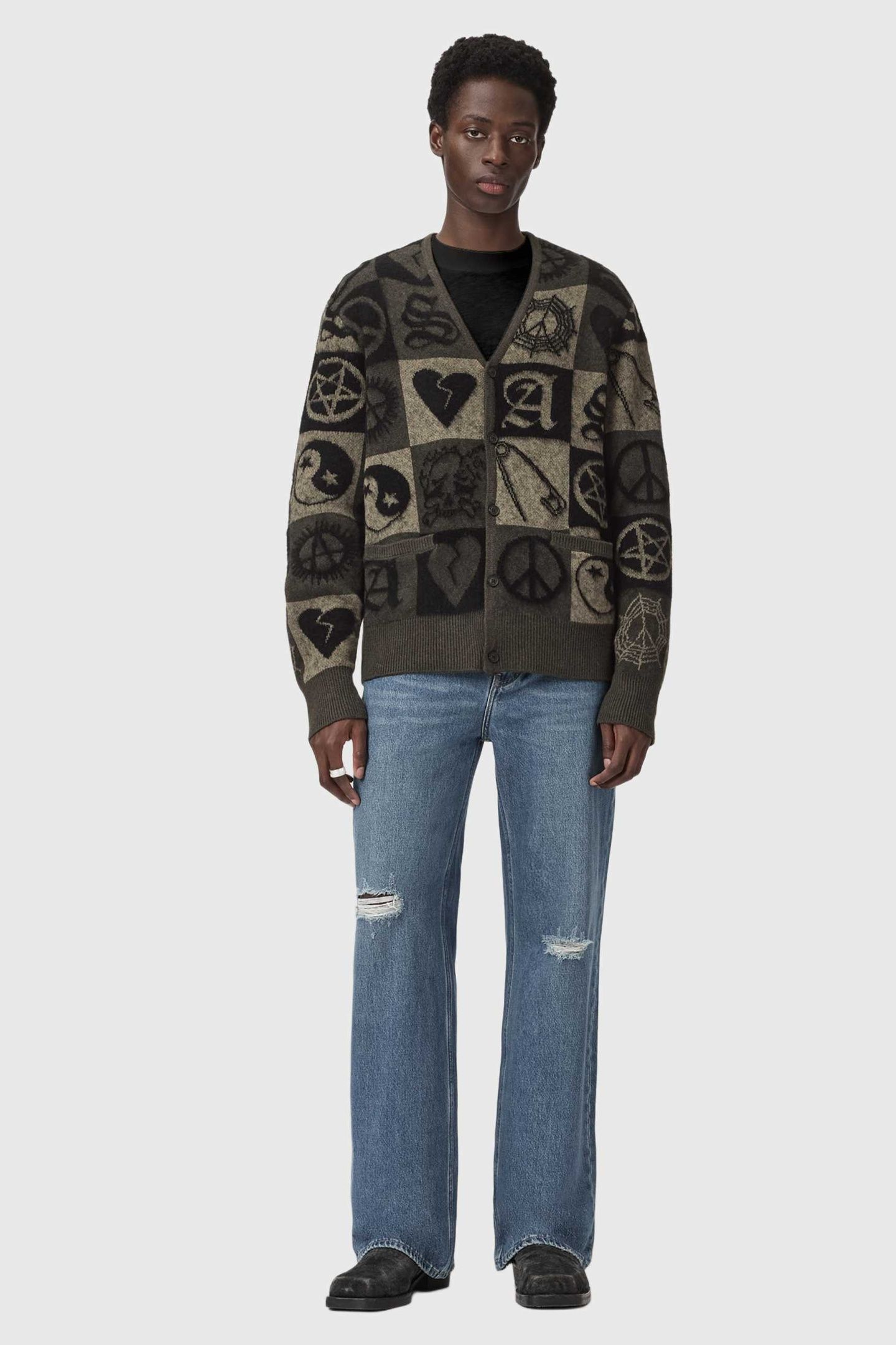 TRAVIS CARDIGAN OLIVE GREEN/BLACK 3