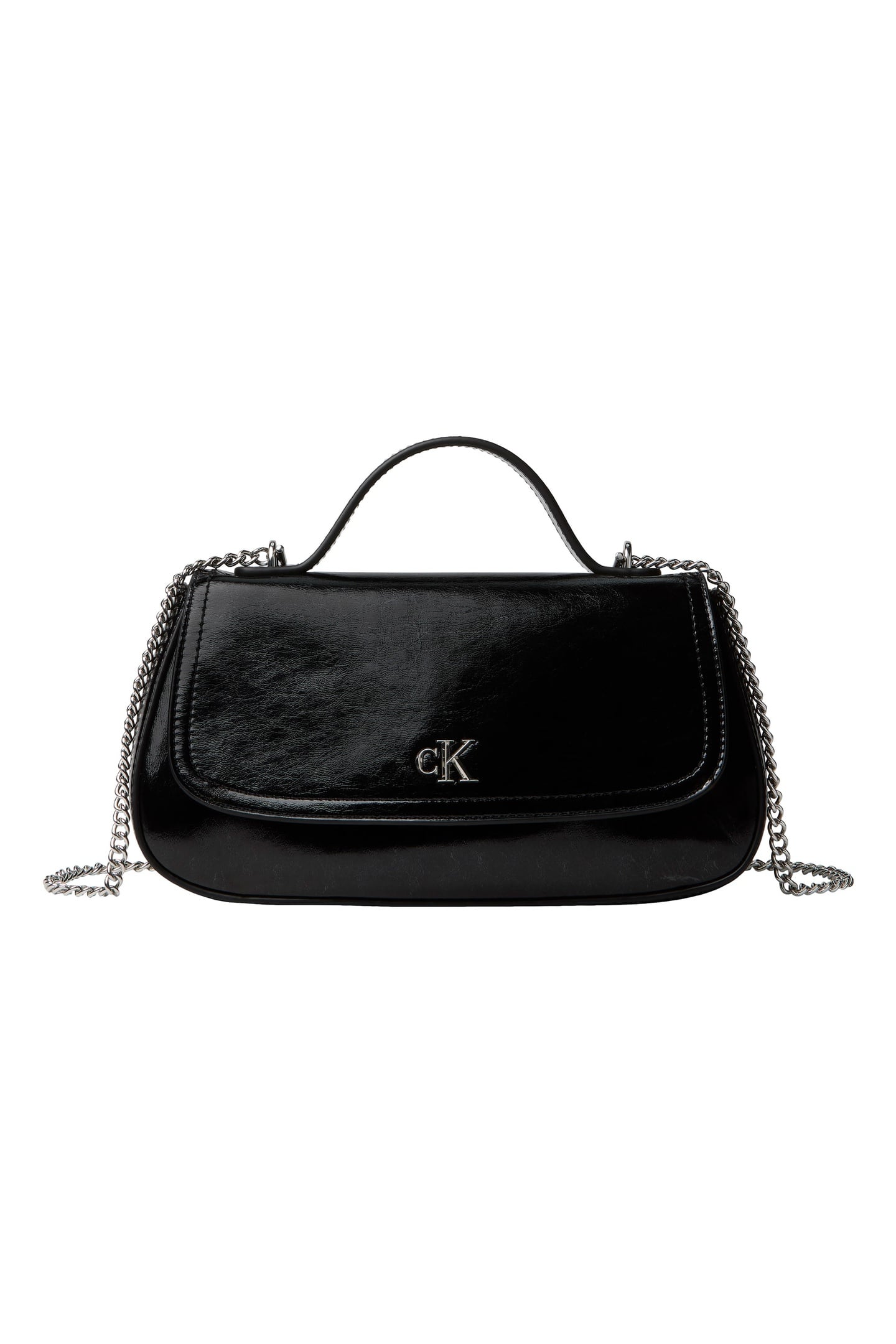 METALLIC TOP HANDLE CROSSOVER BAG BLACK 1