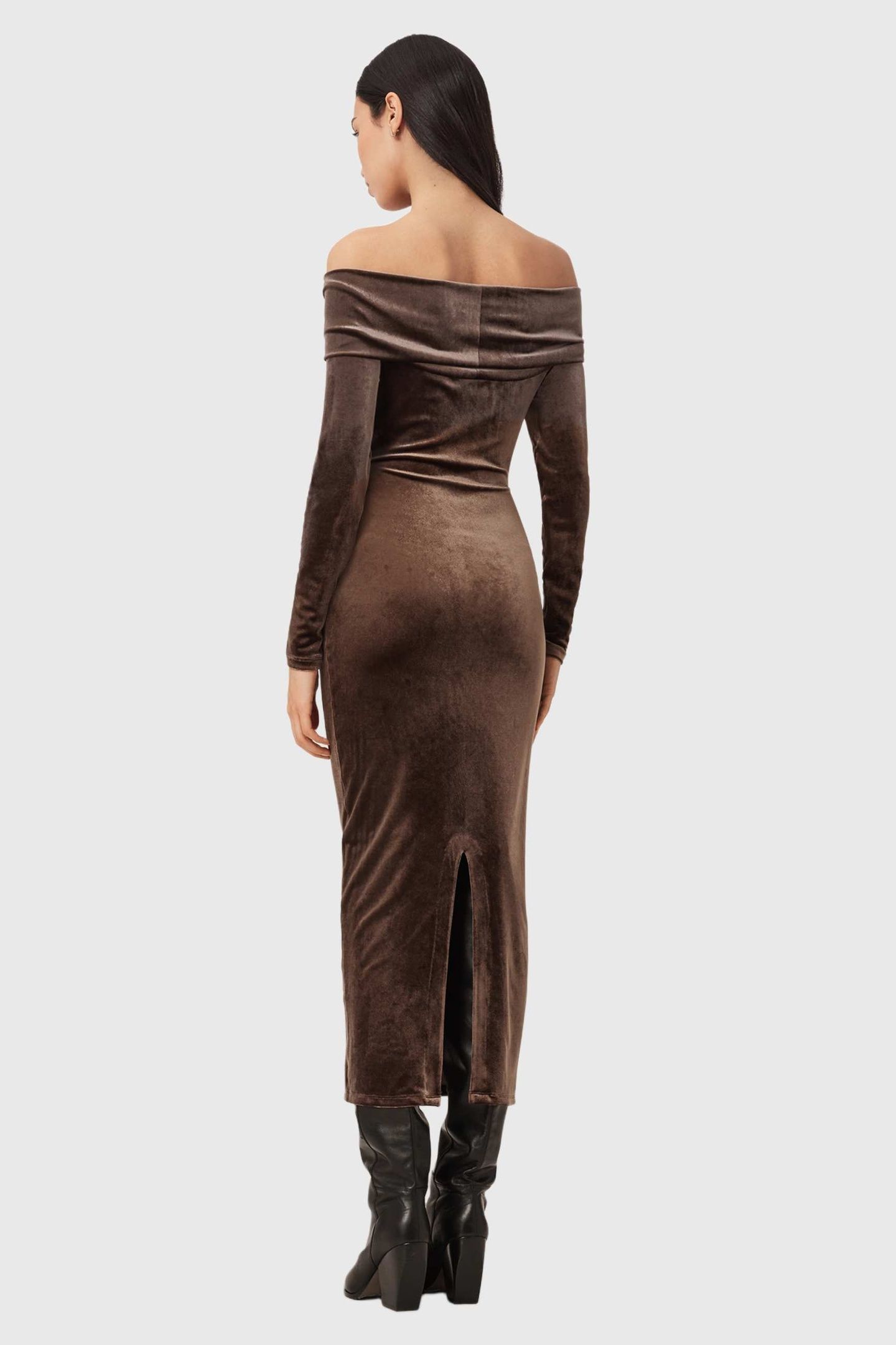 DELTA VELVET DRESS BITTER BROWN 4
