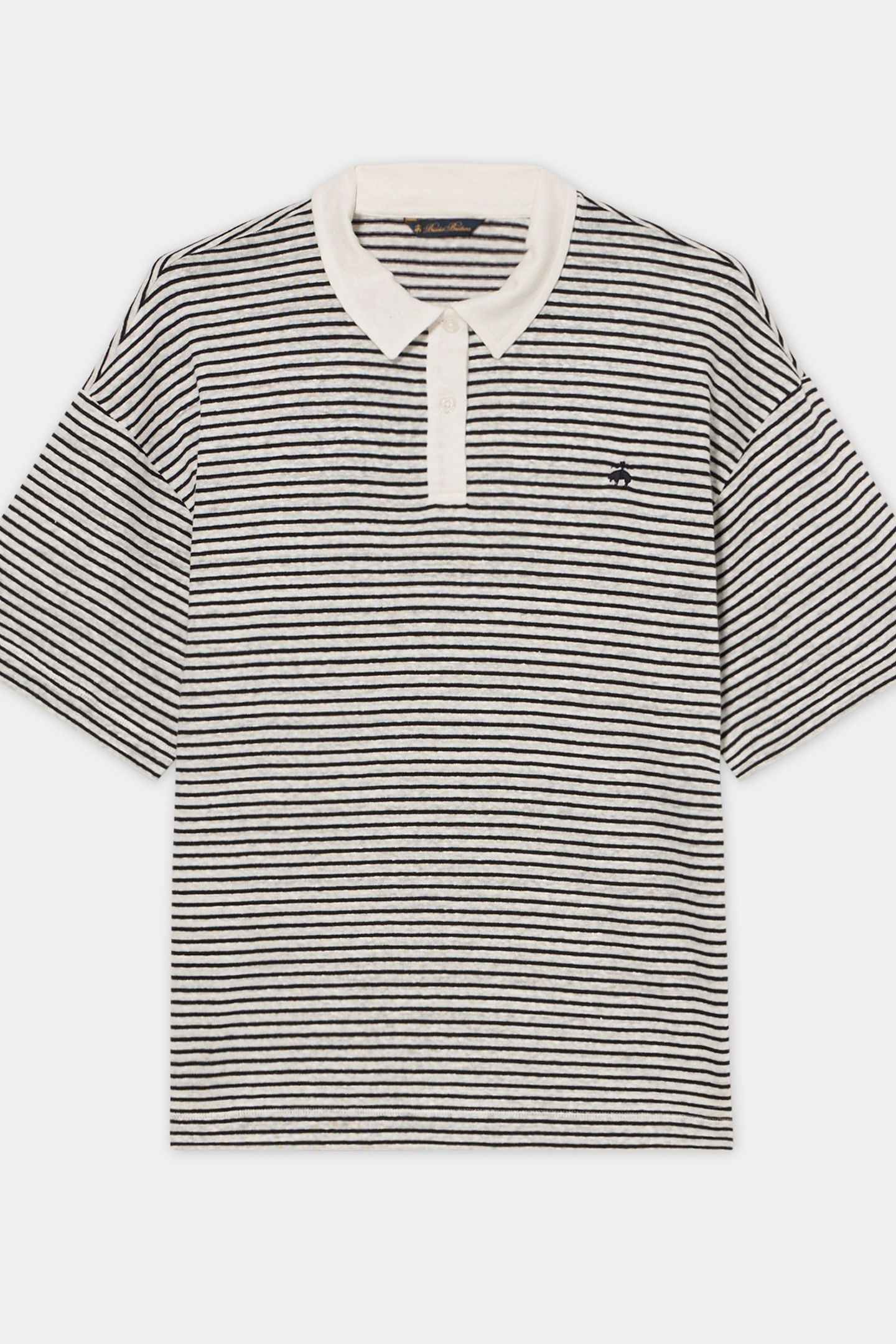 STRIPED LINEN-COTTON JERSEY POLO WITH LOGO WHITE 3