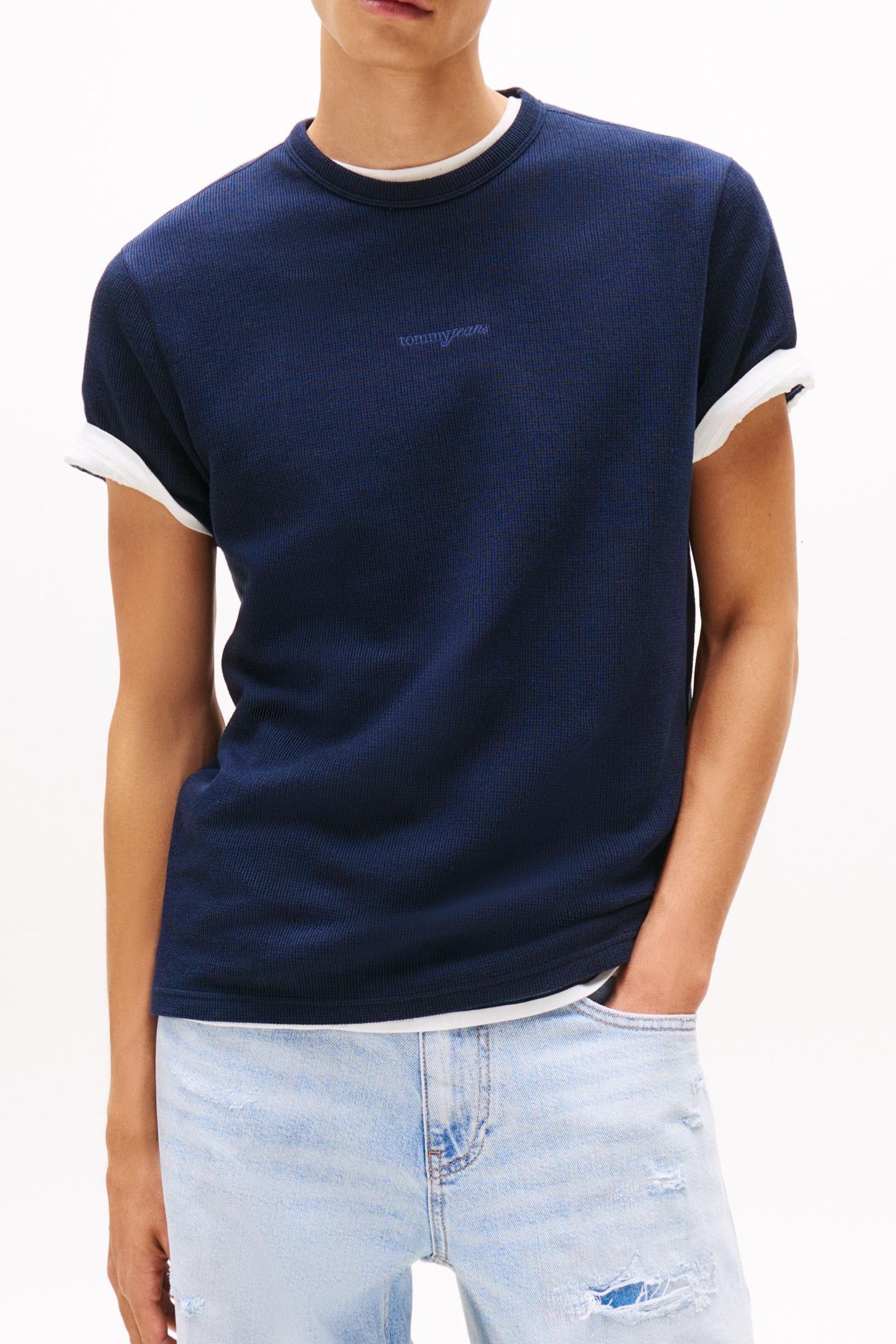 SLIM WAFFLE TEE DARK NIGHT NAVY 1