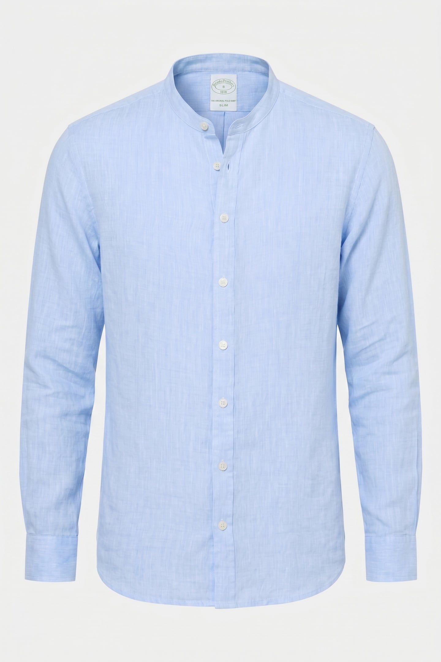 STAND COLLAR SHIRT LINEN LIGHT BLUE 5