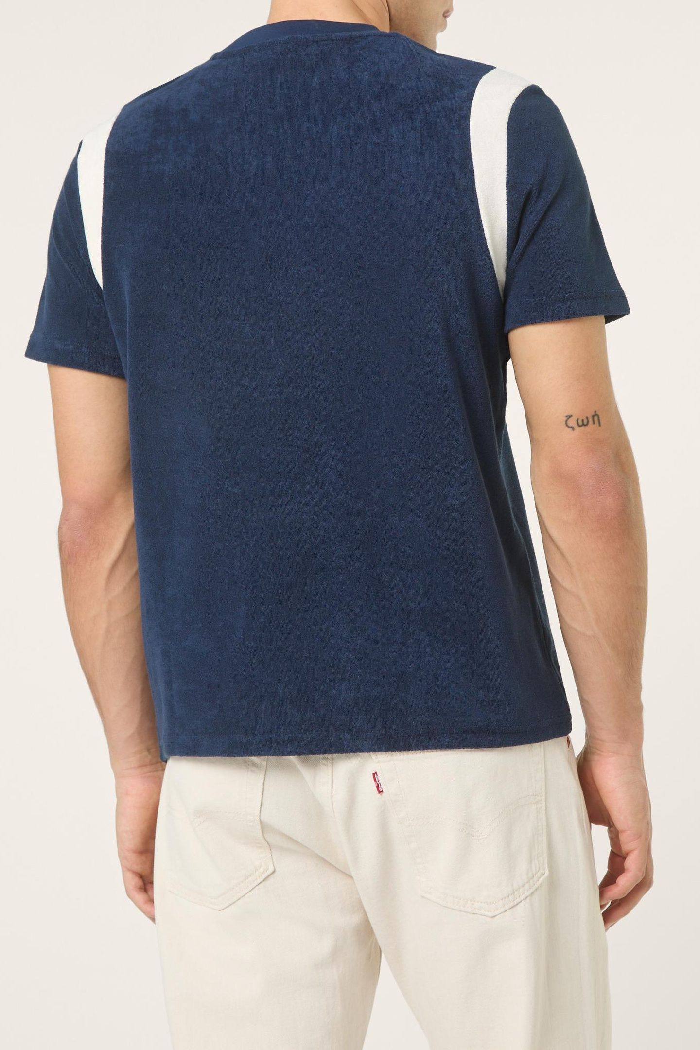 EMPOLI REGULAR BLOCKED TOWELLING T-SHIRT BLACK IRIS-EGRET 4
