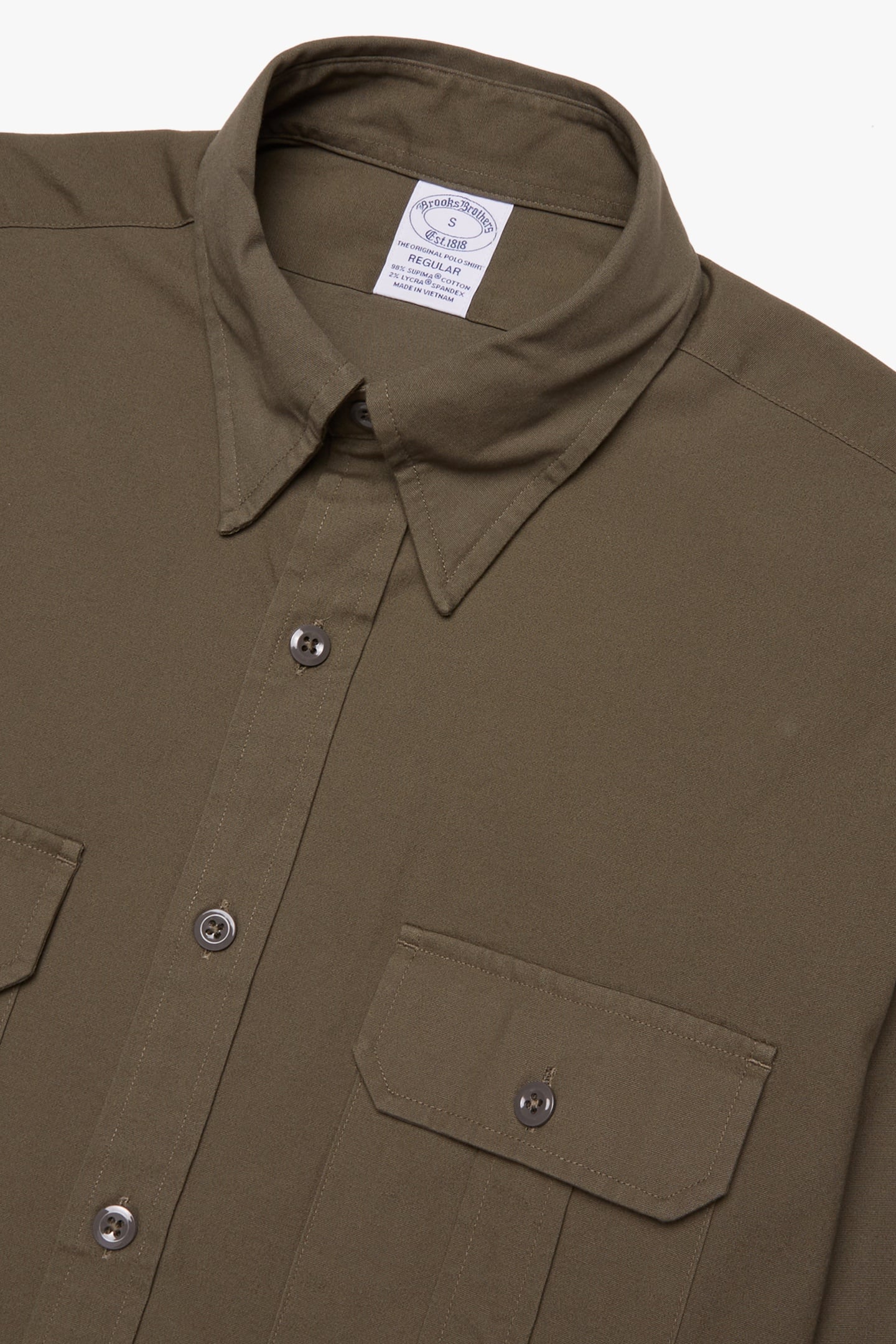 REGENT REGULAR FIT CANVAS SAFARI SPORT SHIRT DARK GREEN 6