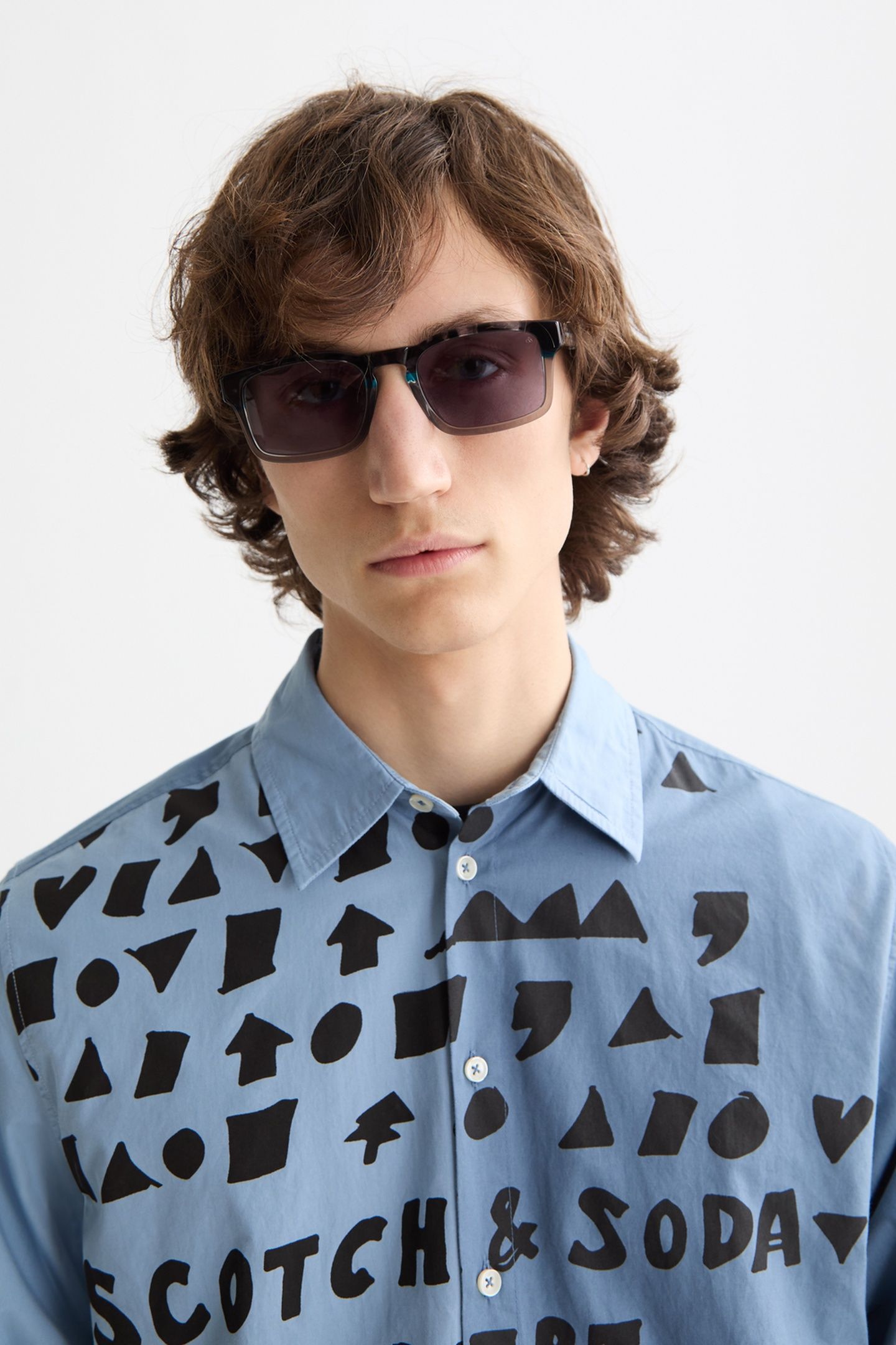 RELAXED-FIT LETTERS POPLIN SHIRT FADED DENIM 6