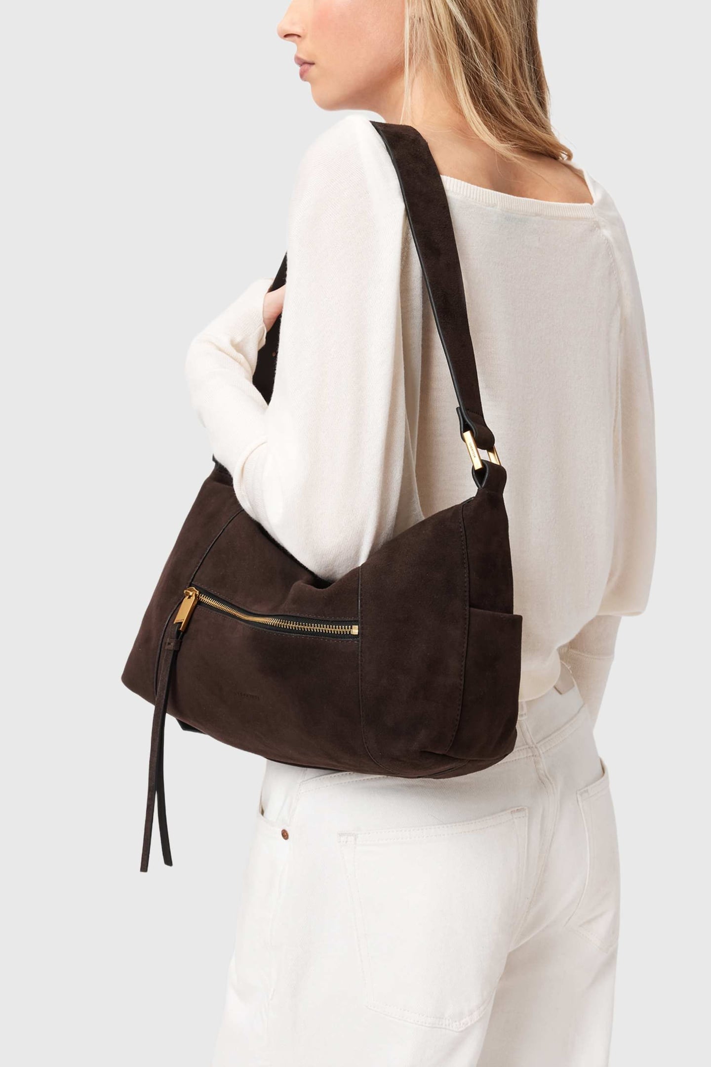 VEGA SUEDE SHLDR BAG BITTER BROWN 1