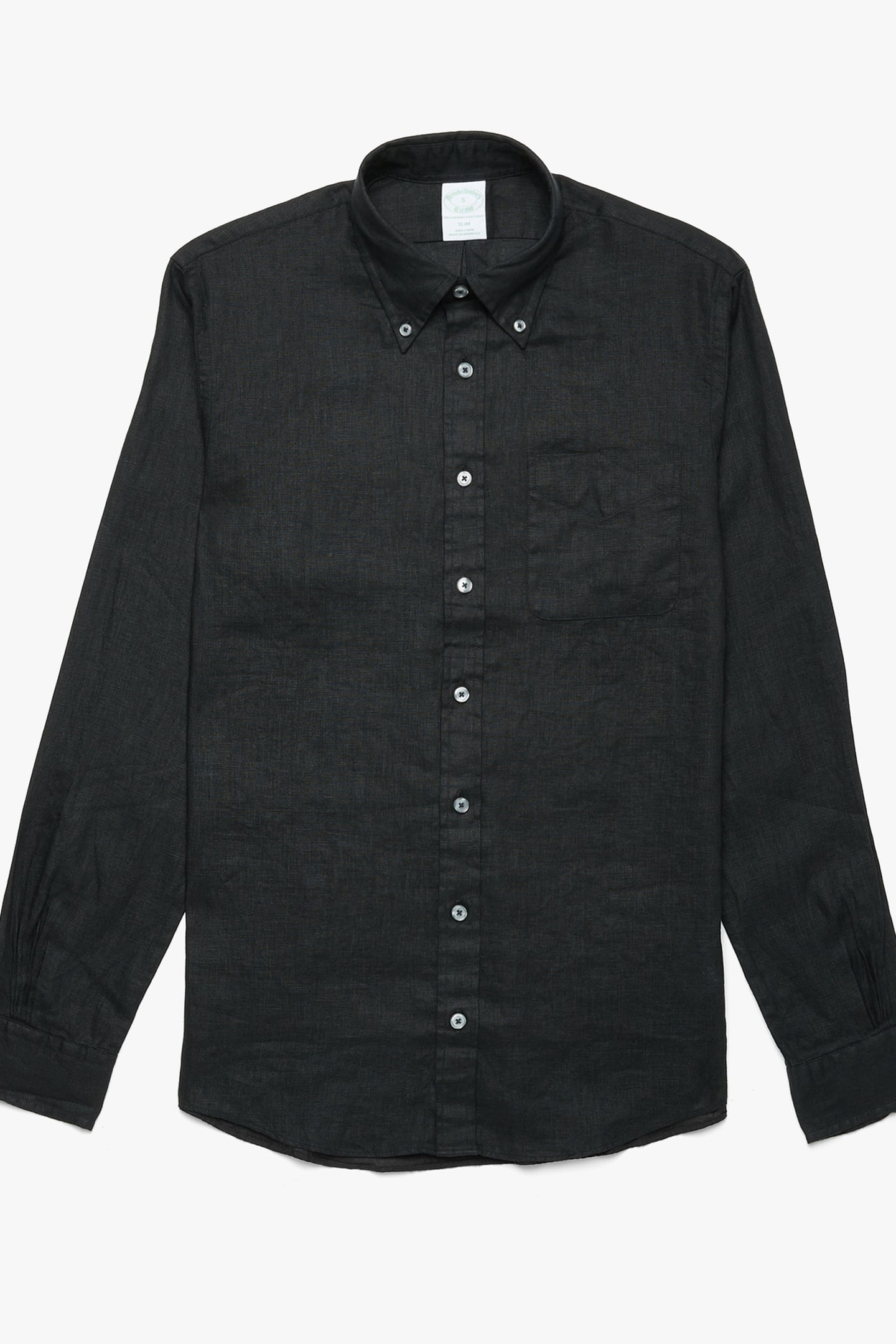SLIM FIT LINEN SHIRT WITH BUTTON DOWN COLLAR BLACK 4