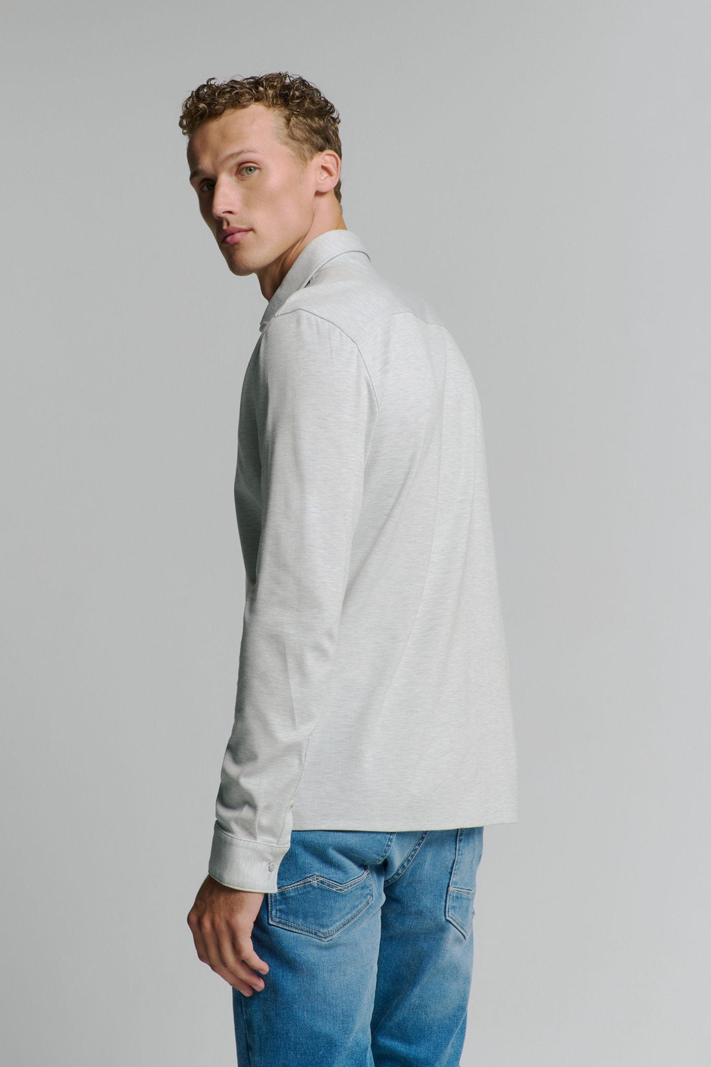 SHIRT JERSEY MELANGE STRETCH CHALK 4