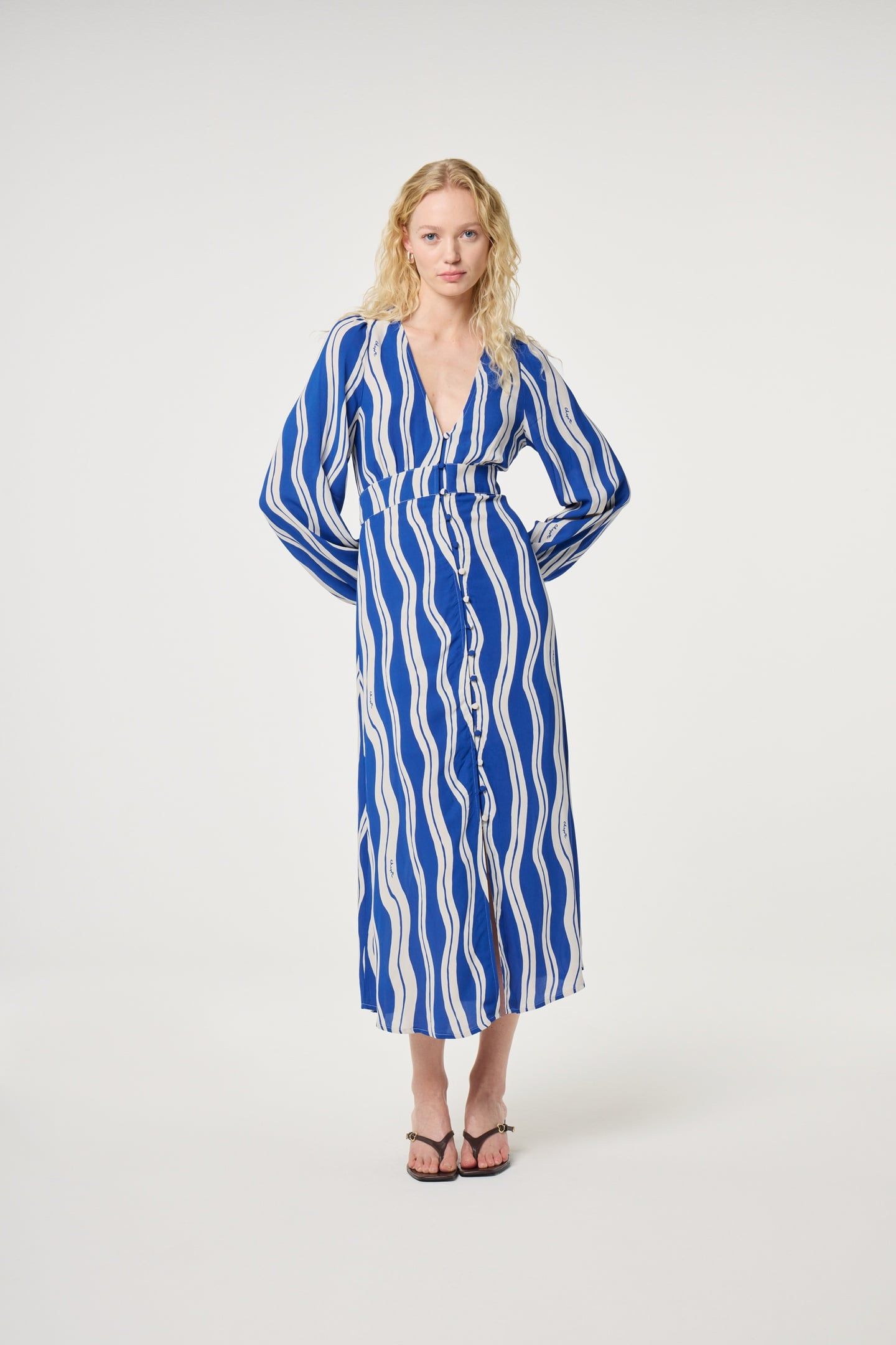 ANA DRESS COSY WHITE/COBALT 1