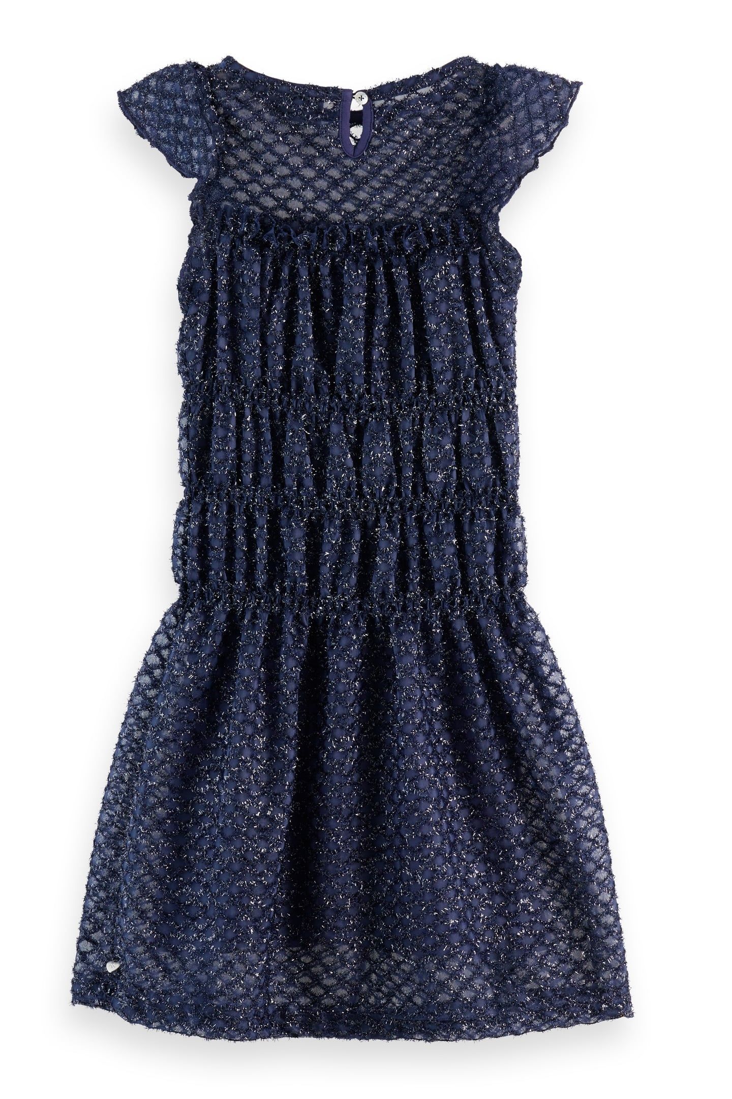 GIRL FANCY LUREX PARTY DRESS PEACOAT 1