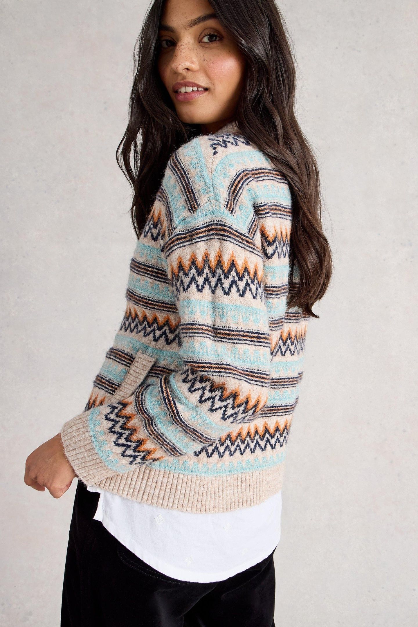 GEORGINA FAIRISLE CARDI NATURAL MULTI 3