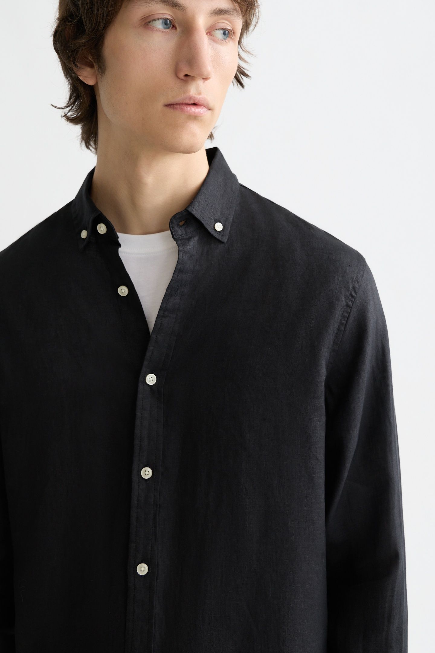 NOS LINEN REGULAR-FIT SHIRT BLACK 6