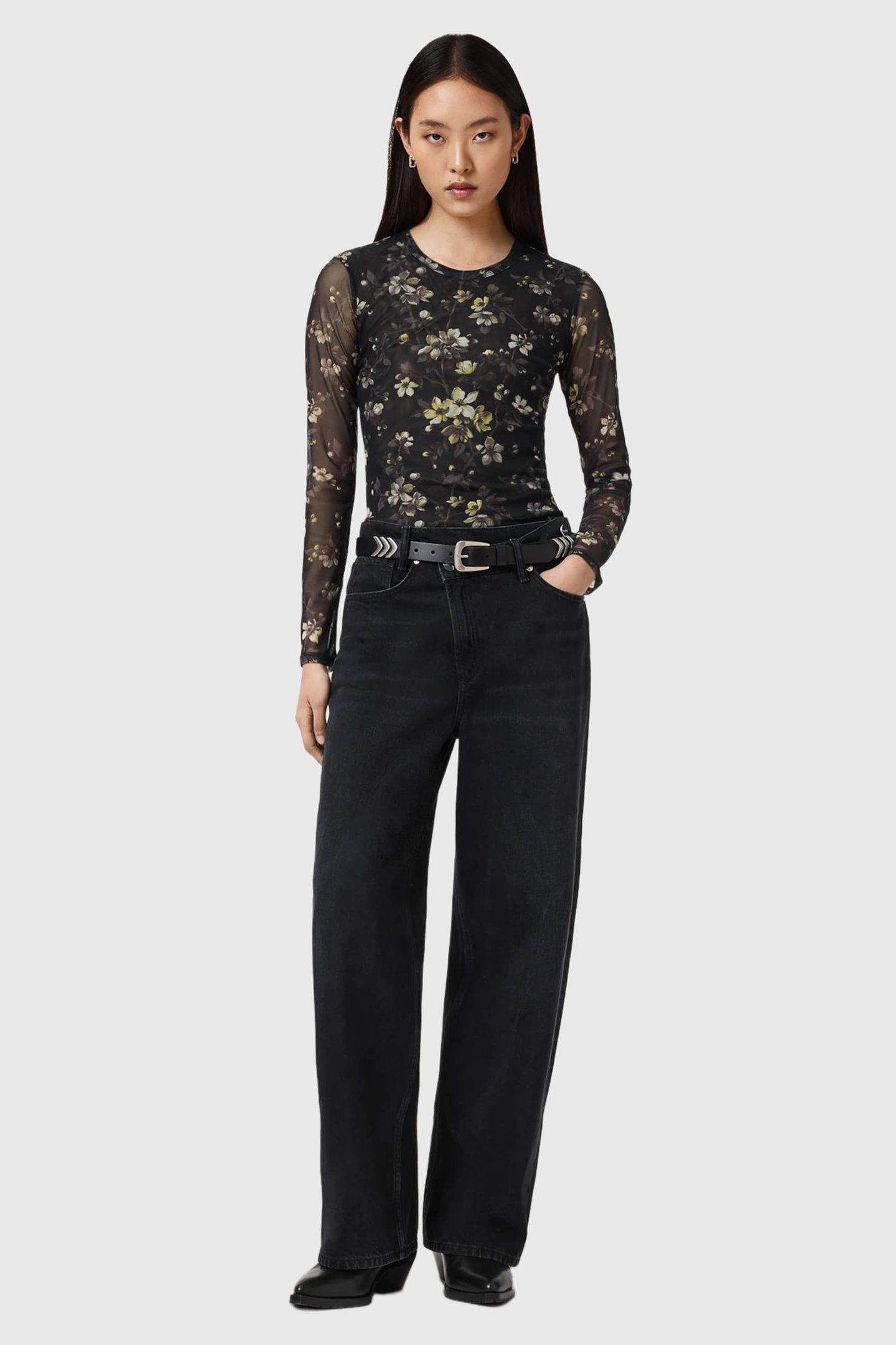 ELLIE MESH LS TEE VINE BLACK 2