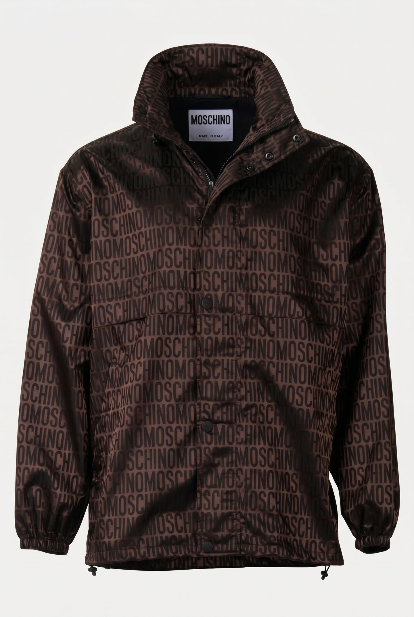 WINDBREAKER IN NYLON JACQUARD ALLOVER LOGO BROWN 3