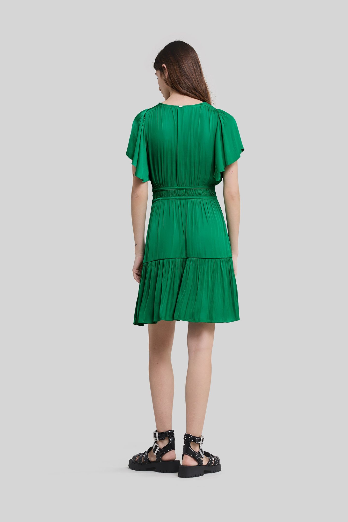MINT CREASED DRESS WITH BUTTERFLY SLEEVES 3