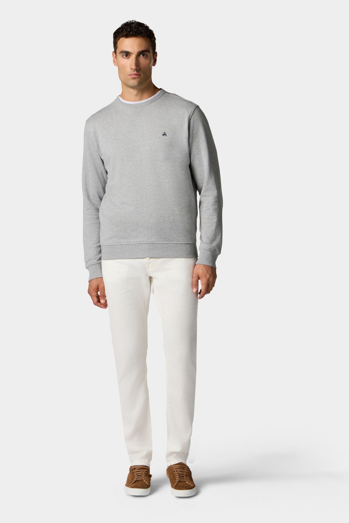 GOLDEN FLEECE EMBROIDERY CREWNECK SWEATSHIRT LIGHT GREY 2