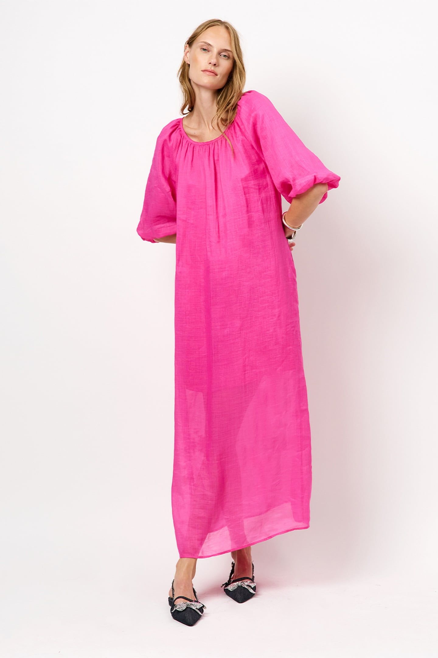 TILDA OPEN BACK DETAILED MAXI DRESS FUCHSIA PINK 1