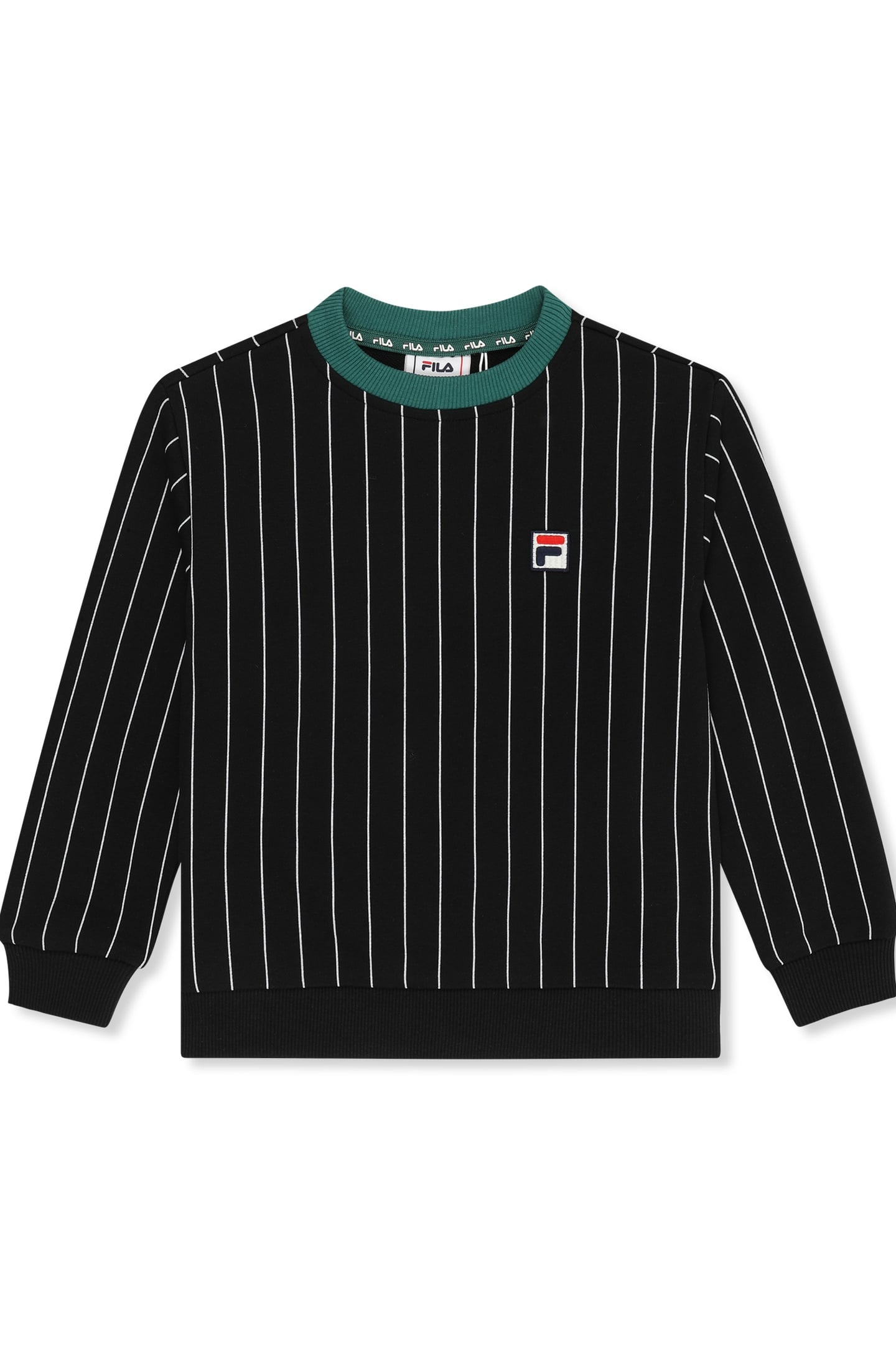 LUBACO REGULAR PINSTRIPED CREWNECK SWEATSHIRT BLACK / EGRET  1