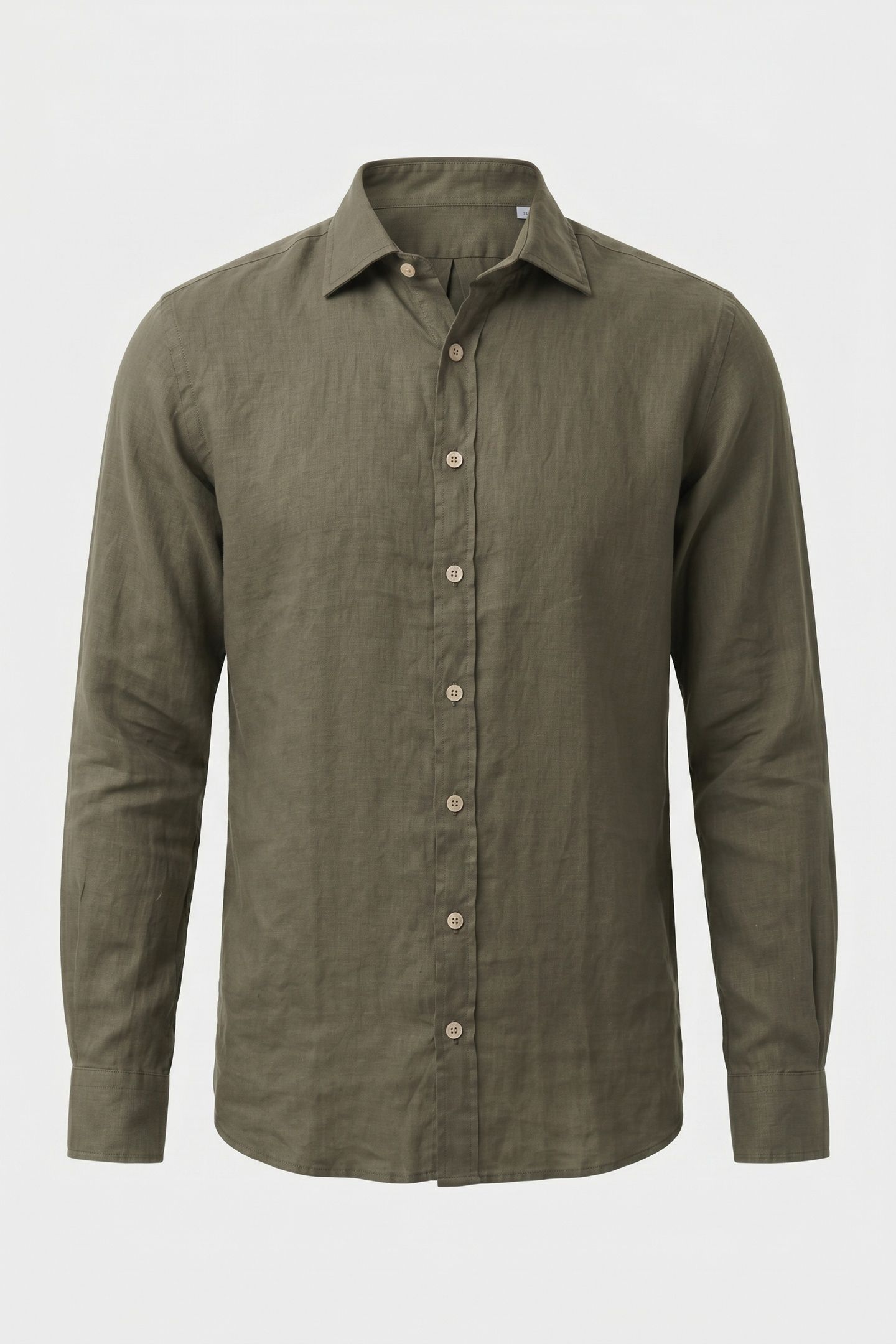 CLASSIC COLLAR SHIRT LINEN BROWN 5