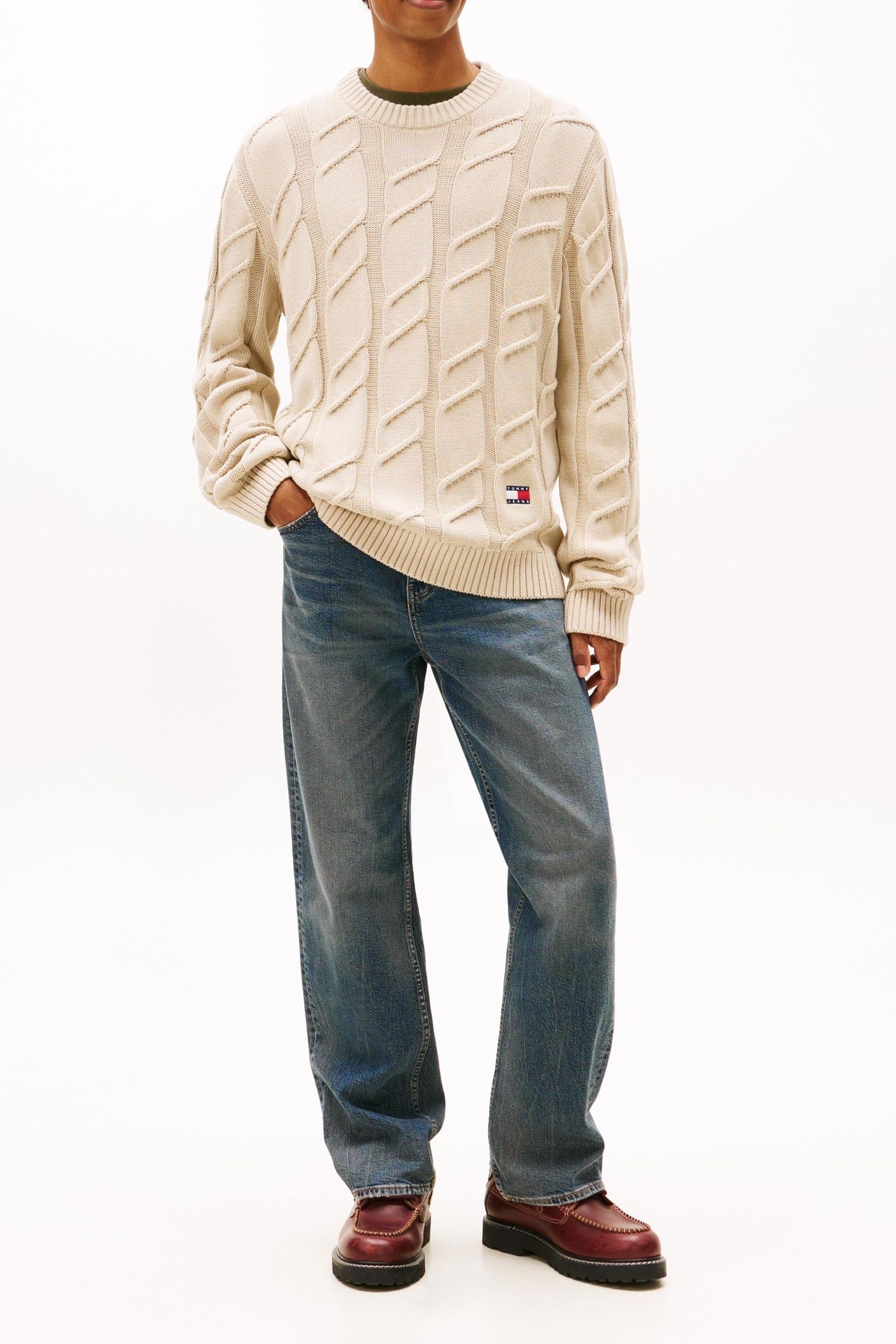 REGULAR CHUNKY CABLE SWEATER GULF SAND 1