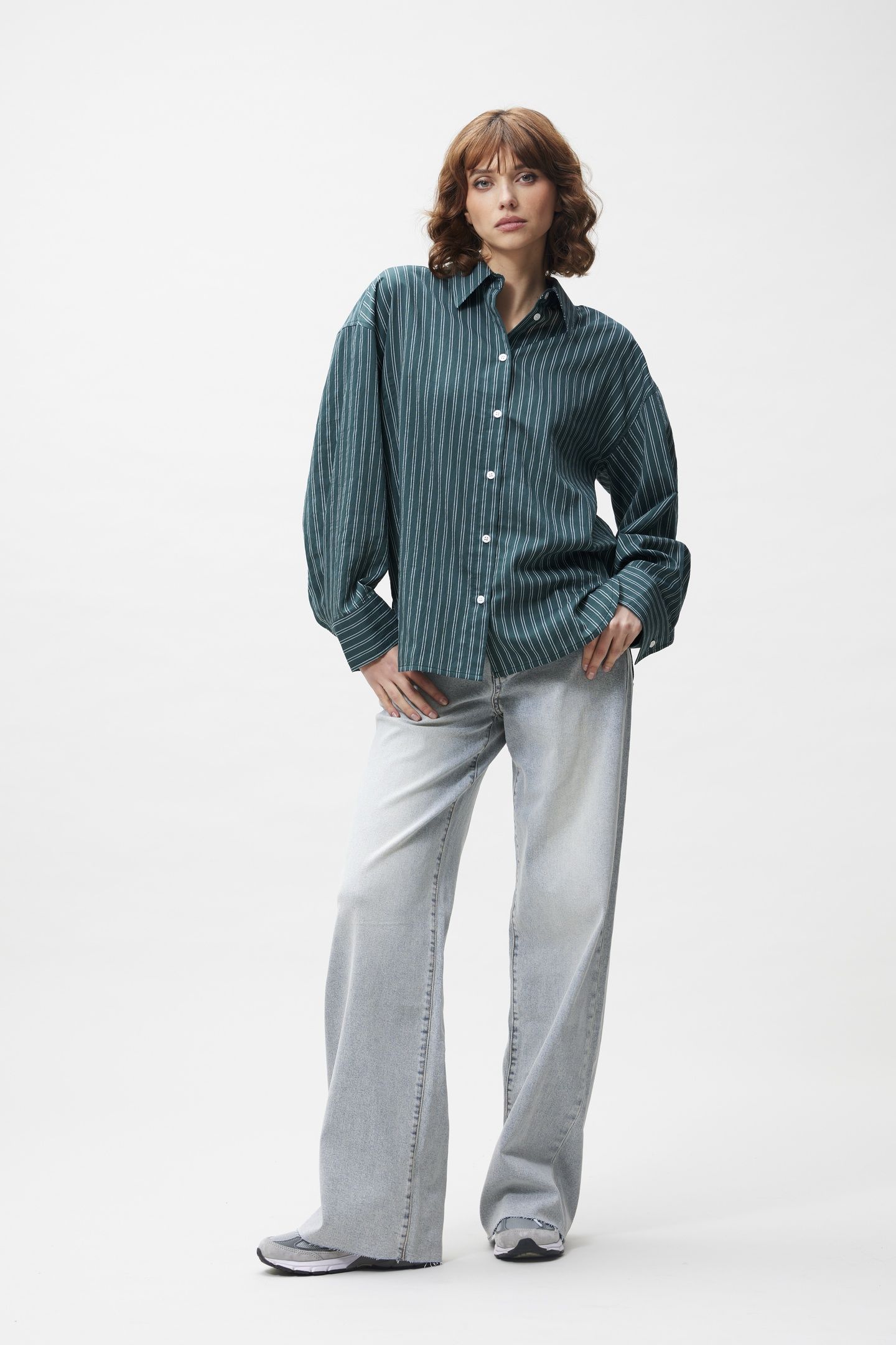 DOUBLE PLACKET BLOUSE SEA MOSS 1