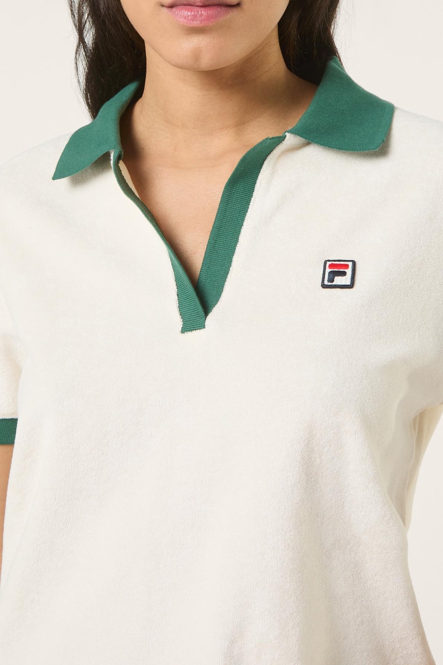BELFORT RELAXED JOHNNY COLLAR TOWELLING TOP EGRET-POSY GREEN 6