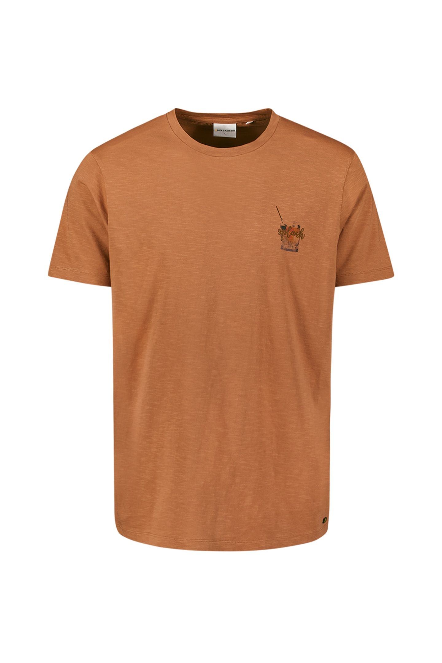 T-SHIRT CREWNECK PLACED PRINTS SLUB CARAMEL 1