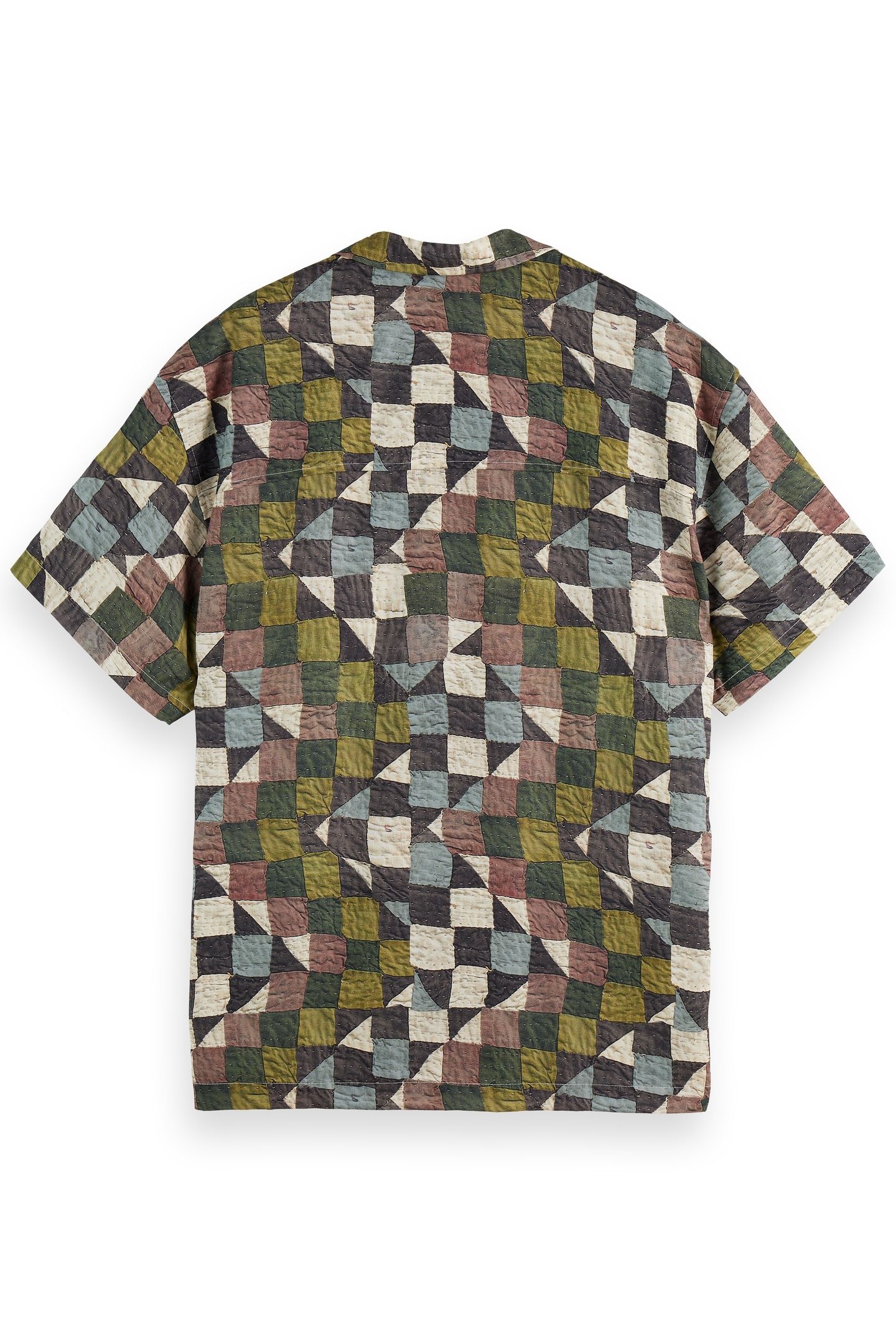PRINTED SHORT-SLEEVED TENCEL SHIRT ZIG ZAG PATCHWORK MULTI 5