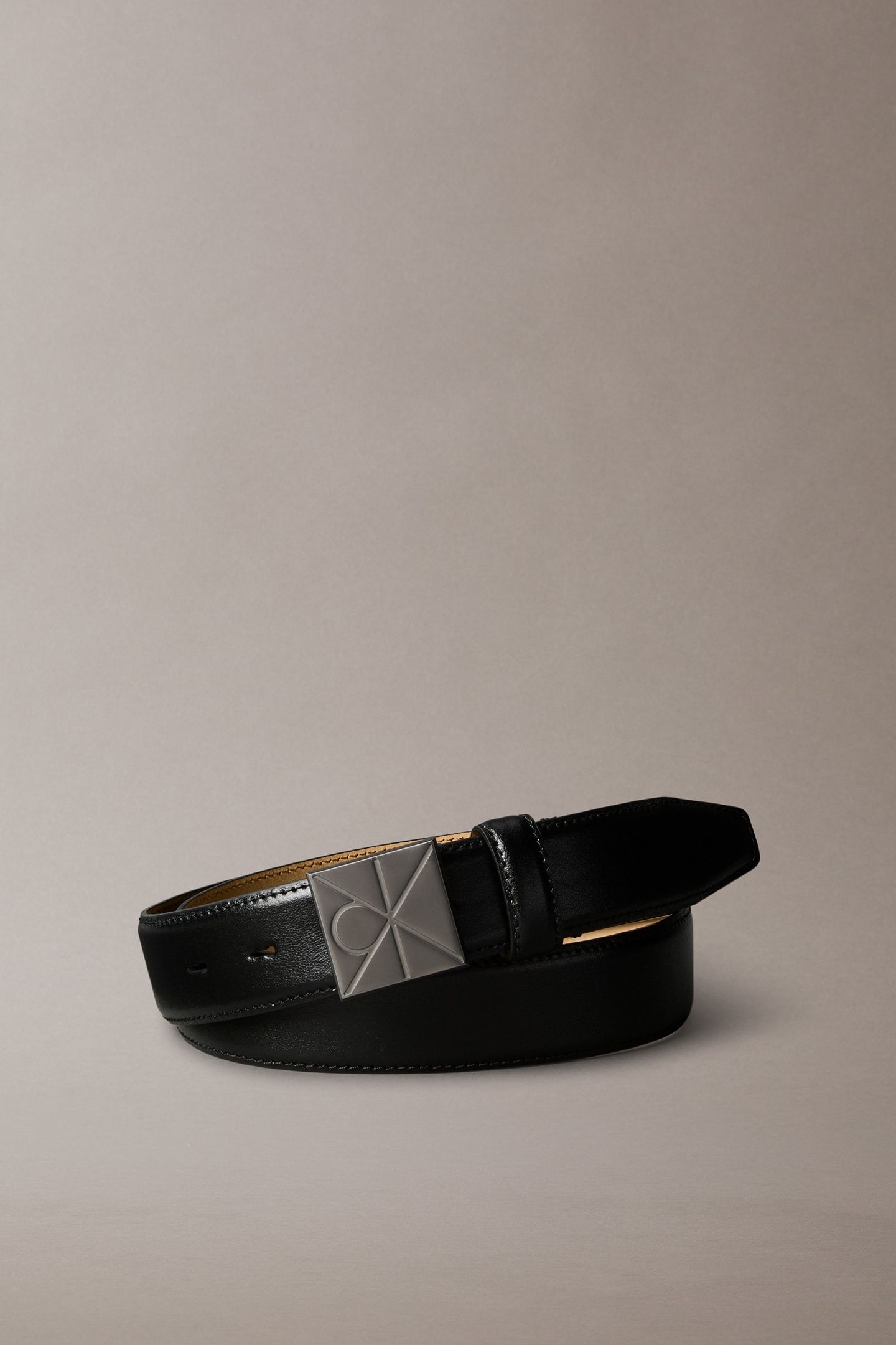 EMBLEM PLAQUE BUCKLE BELT BLACK/MATTE GUNMETAL 3