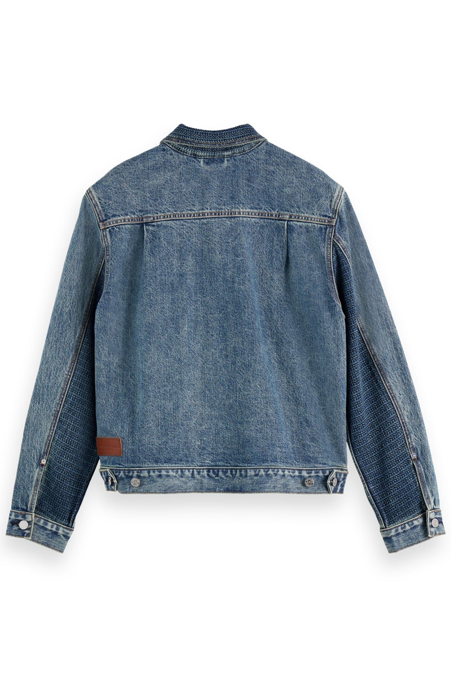 DENIM TRUCKER JACKET WITH CONTRAST CHECK PANELLING GREAT OUT 6