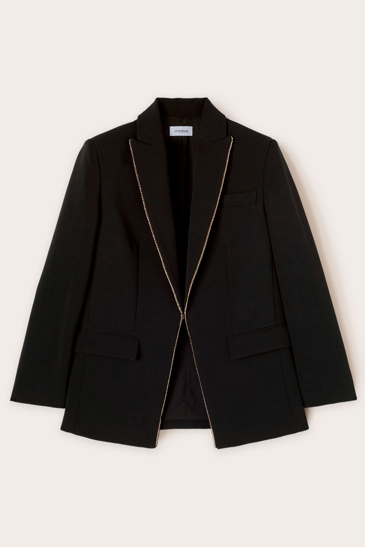CREPE FABRIC JACKET WITH METAL CHAIN DETAIL BLACK 3