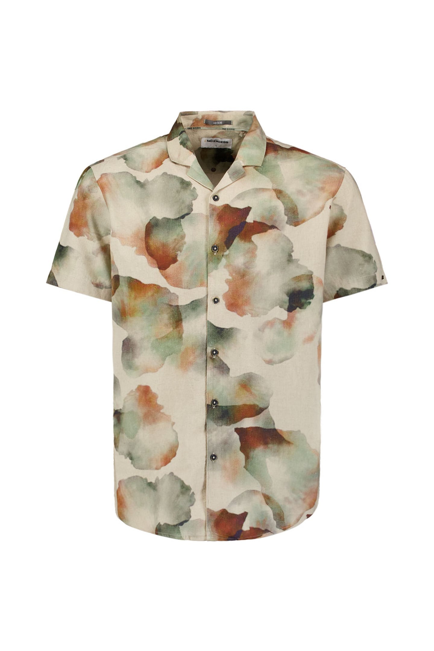 SHIRT SHORT SLEEVE REVERS COLLAR ALLOVER PRINTED WITH LINEN  5