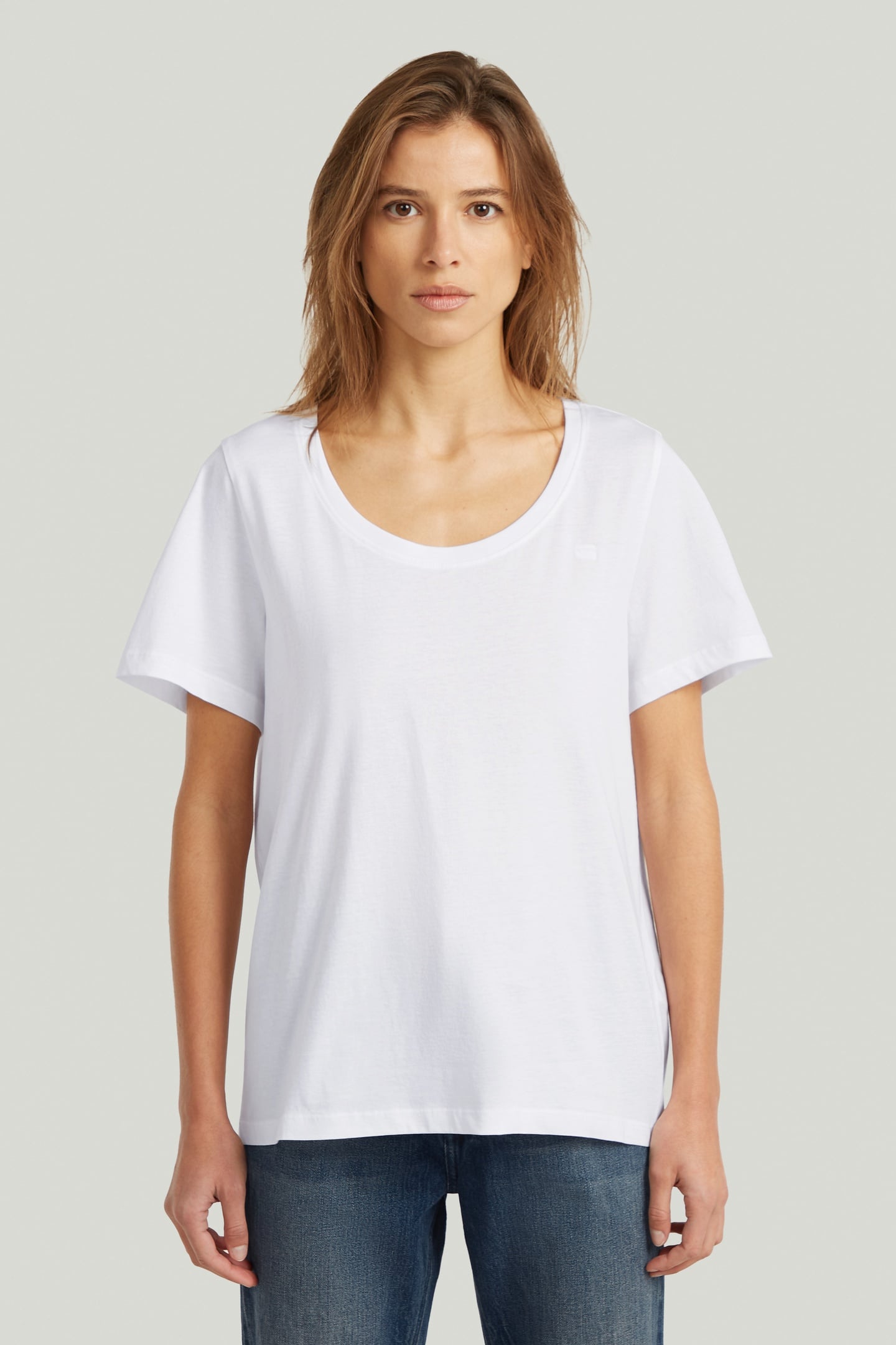 SCOOP NECK T WHITE 1