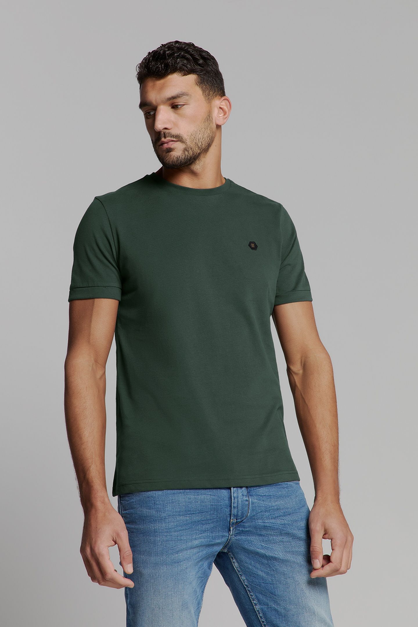 T-SHIRT CREWNECK PEACHED DARK STEEL 2